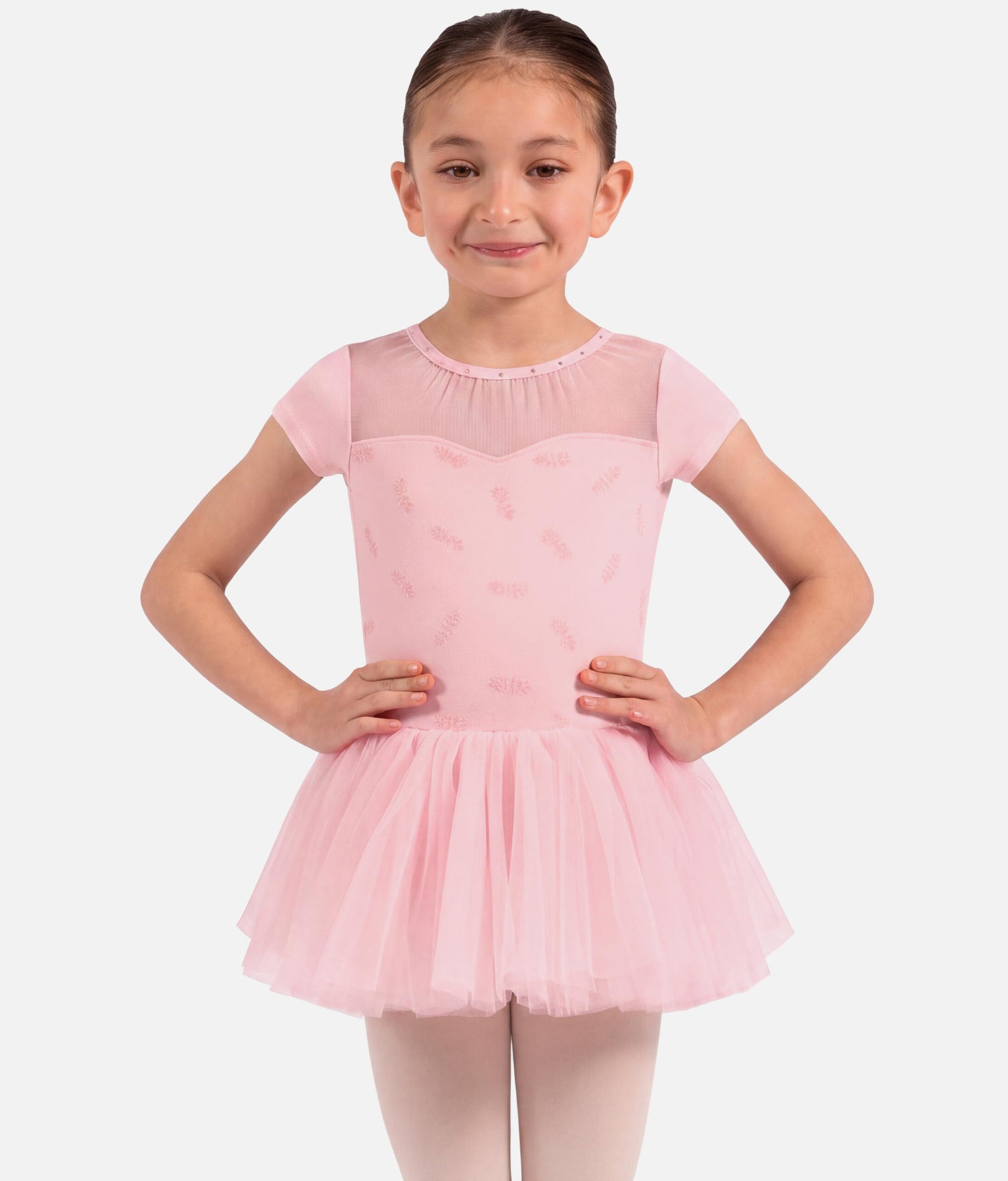 Girls Nora Floral Cap Sleeve Tutu Dress in Candy Pink - CL20012