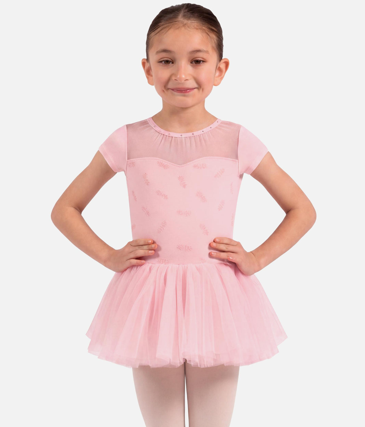 Girls Nora Floral Cap Sleeve Tutu Dress in Candy Pink - CL20012