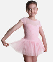 Girls Nora Floral Cap Sleeve Tutu Dress in Candy Pink - CL20012