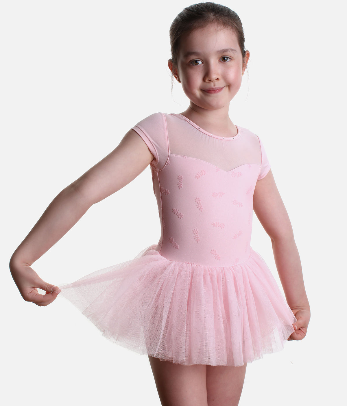 Girls Nora Floral Cap Sleeve Tutu Dress in Candy Pink - CL20012