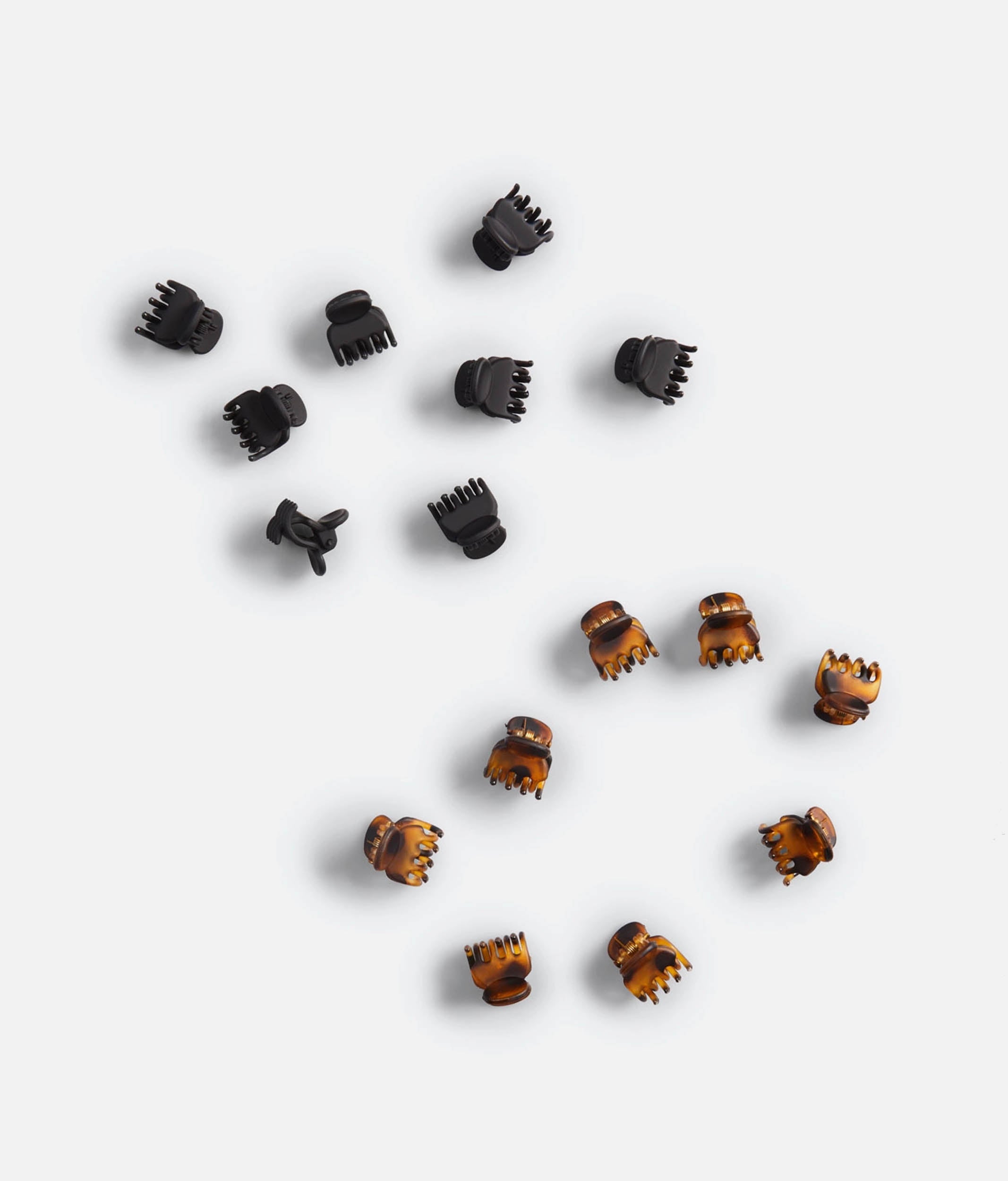 Recycled Plastic Mini Claw Clip Set - 16pc Black & Tortoise