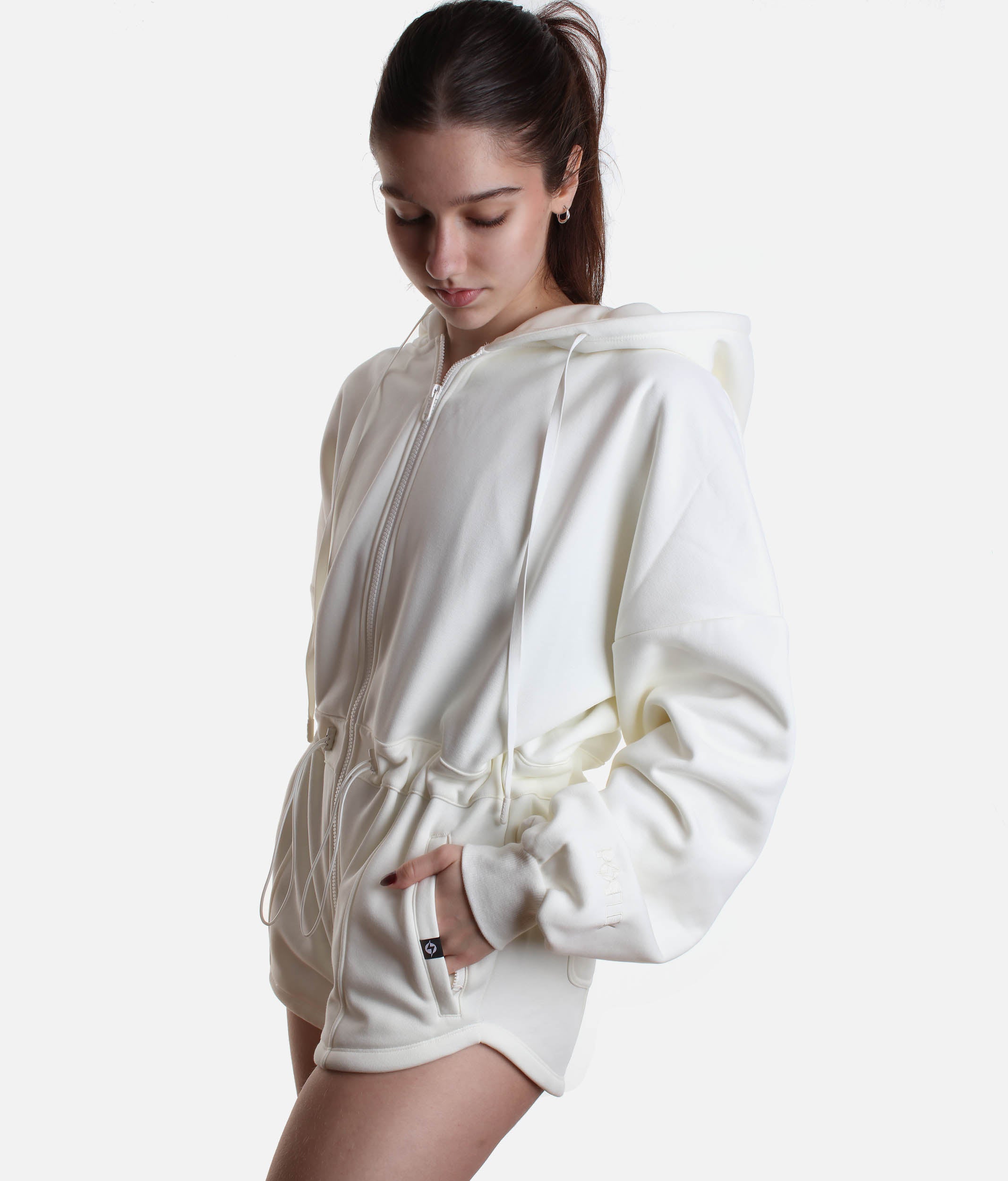 Marshmallow POPFLEX Romper – Cozy Oversized Hoodie Style | Dance World