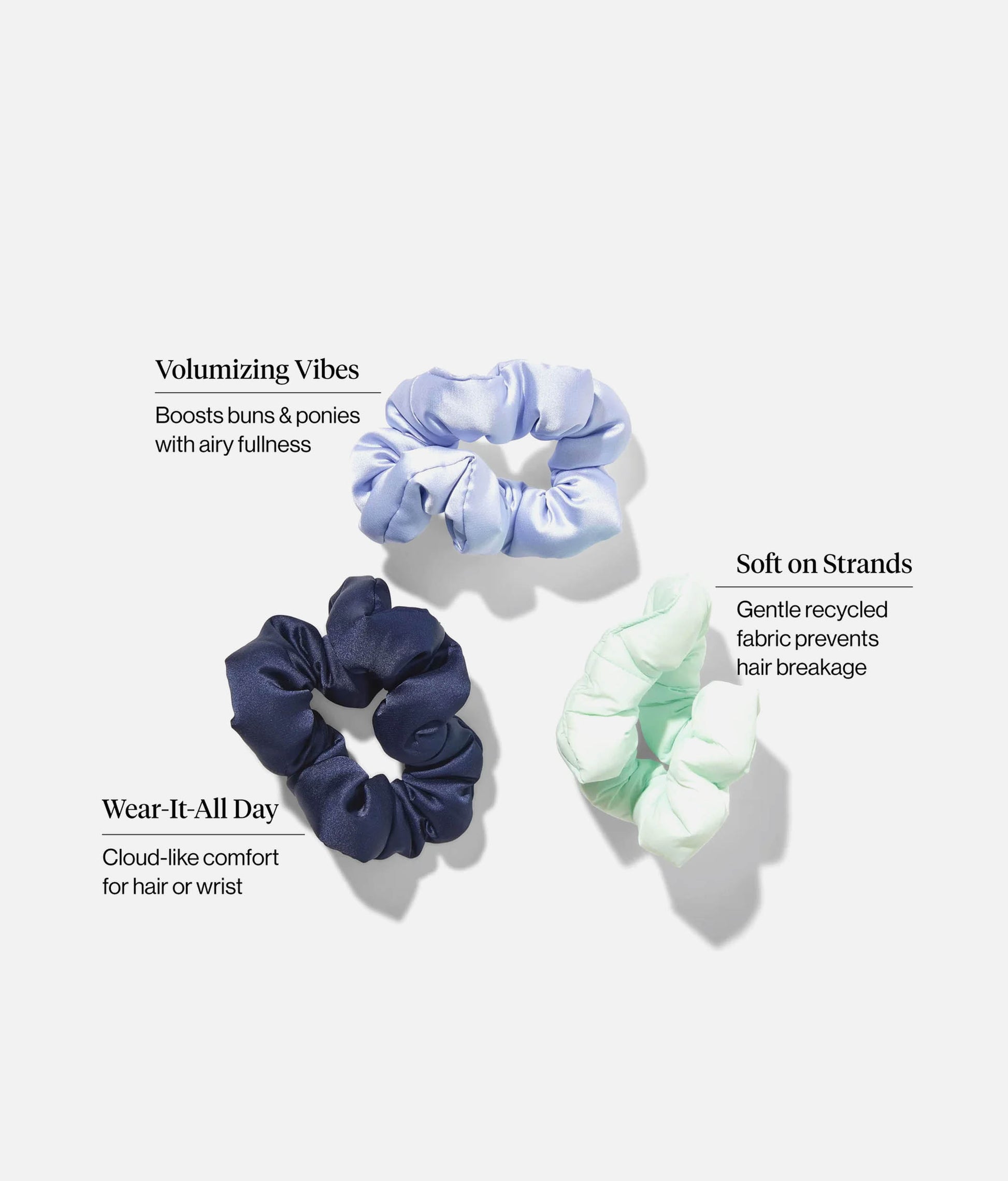 Garden Bouquet Cloud Scrunchies - 3pc Soft Hair Ties