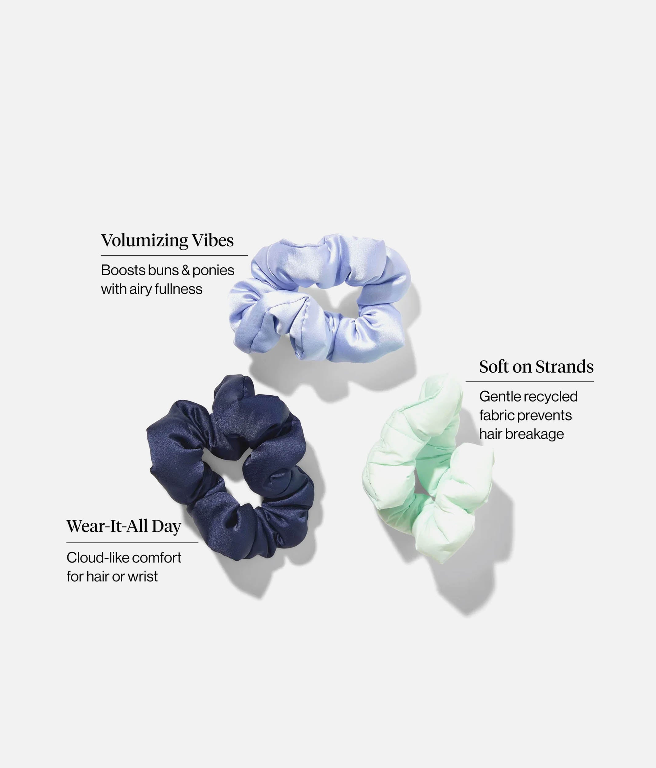 Garden Bouquet Cloud Scrunchies - 3pc Soft Hair Ties