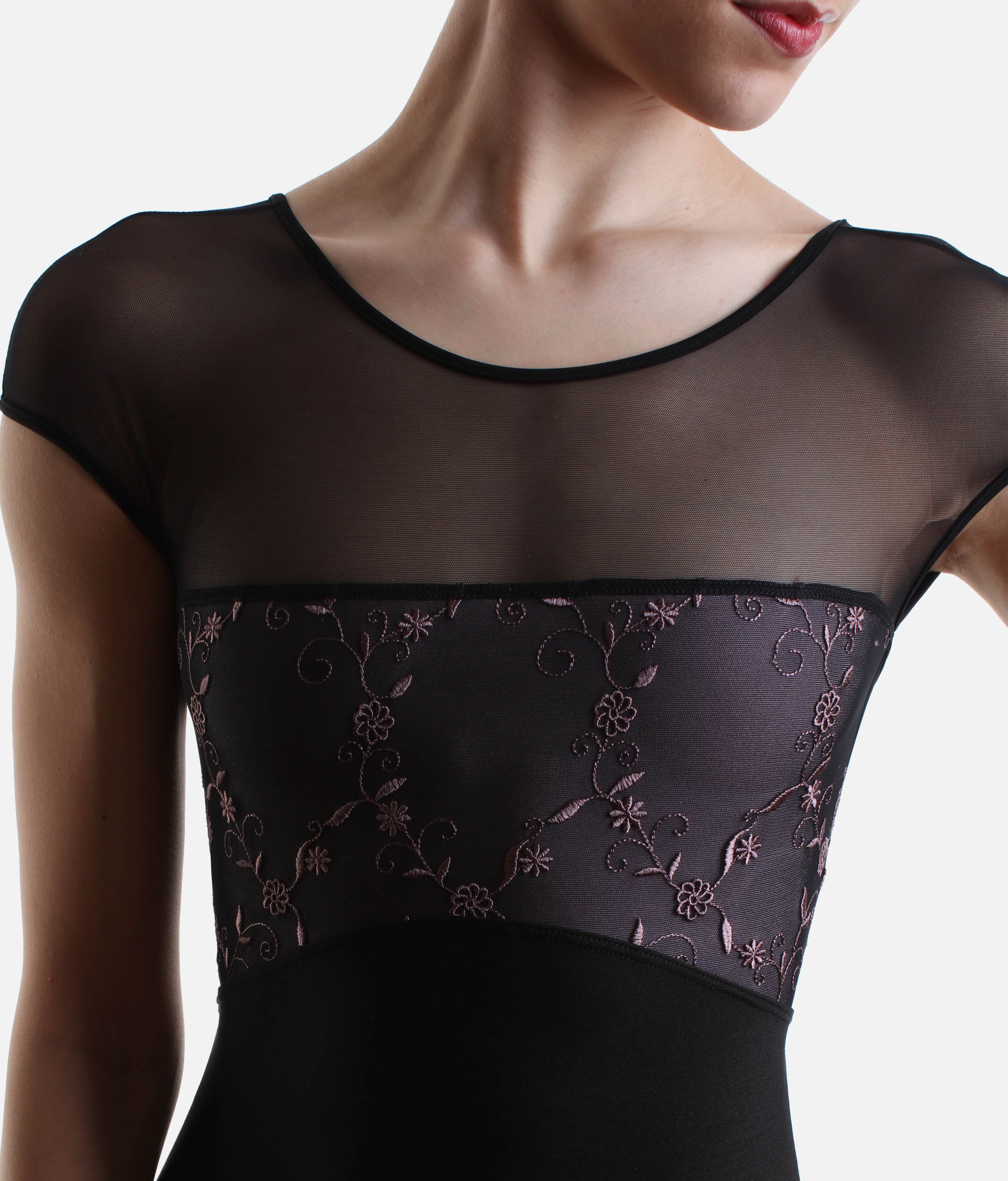 DellaLo Milano Concordia CL Nero Ballet Leotard with Cup Sleeves