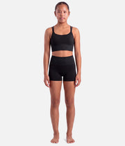 Girls Layla Rib High-Waisted Dance Shorts in Black - CR90015