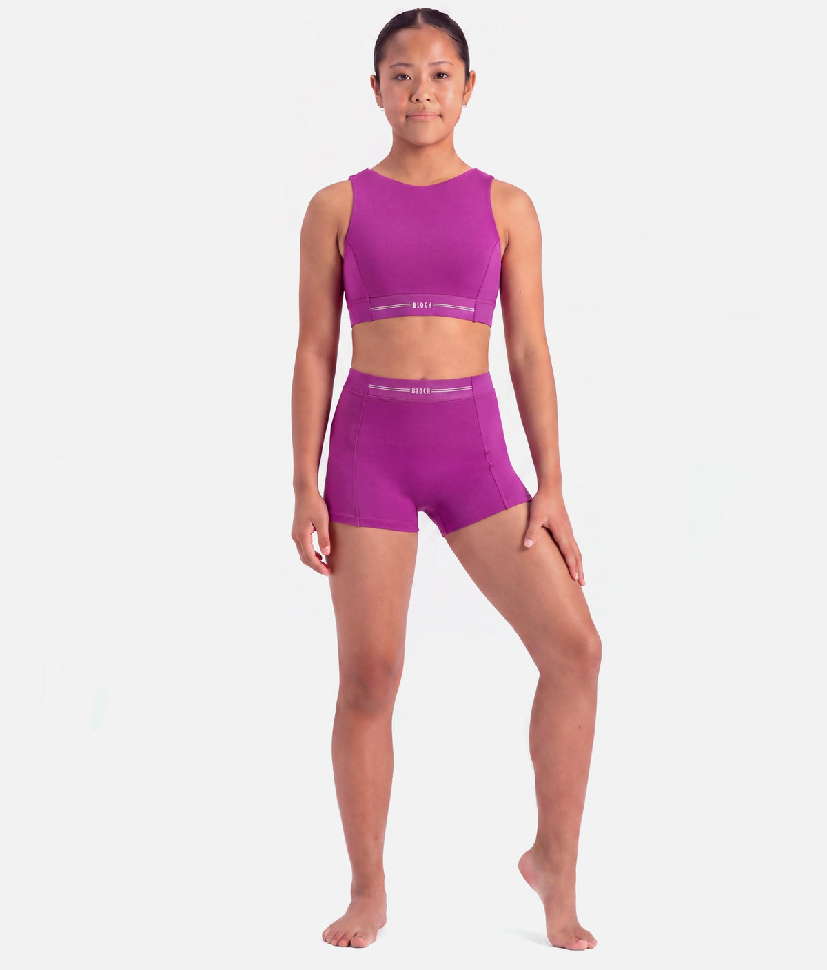 Girls Grace High-Waisted Dance Shorts in Orchid - CR90016