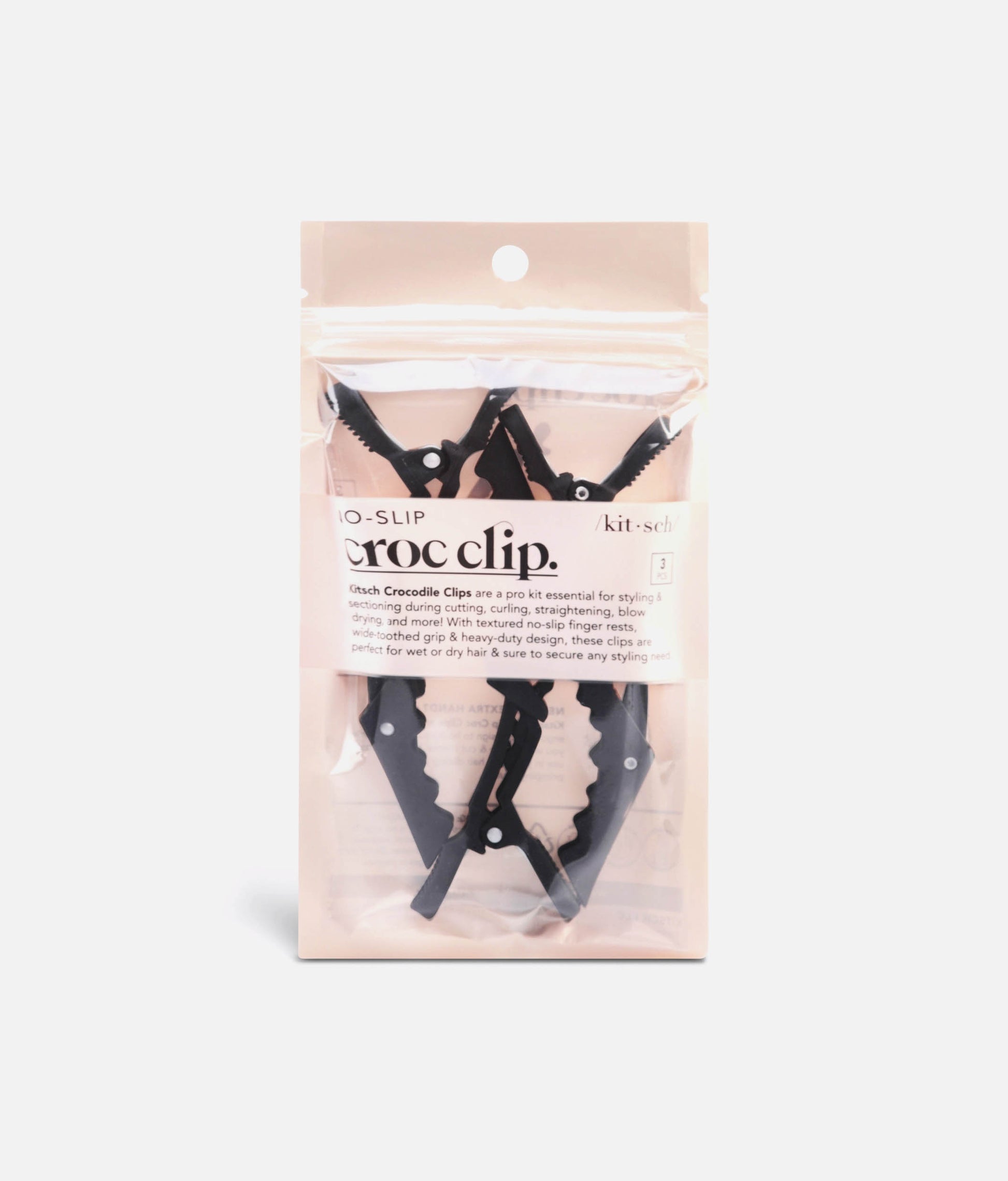 Black No-Slip Crocodile Clips, 3pc Styling and Sectioning Set