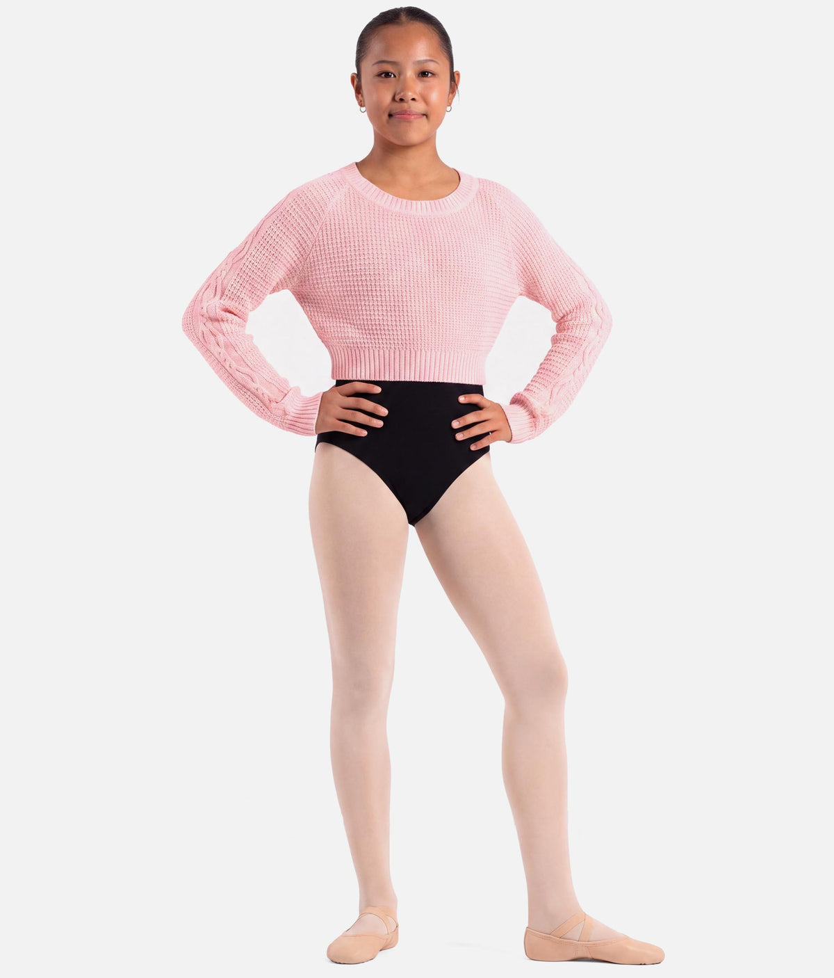 Girls Zoey Cable Knit Dance Sweater in Candy Pink - CZ30045