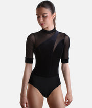 VELVET Half Sleeve Leotard, Premium High Neck Dancewear - DA5116
