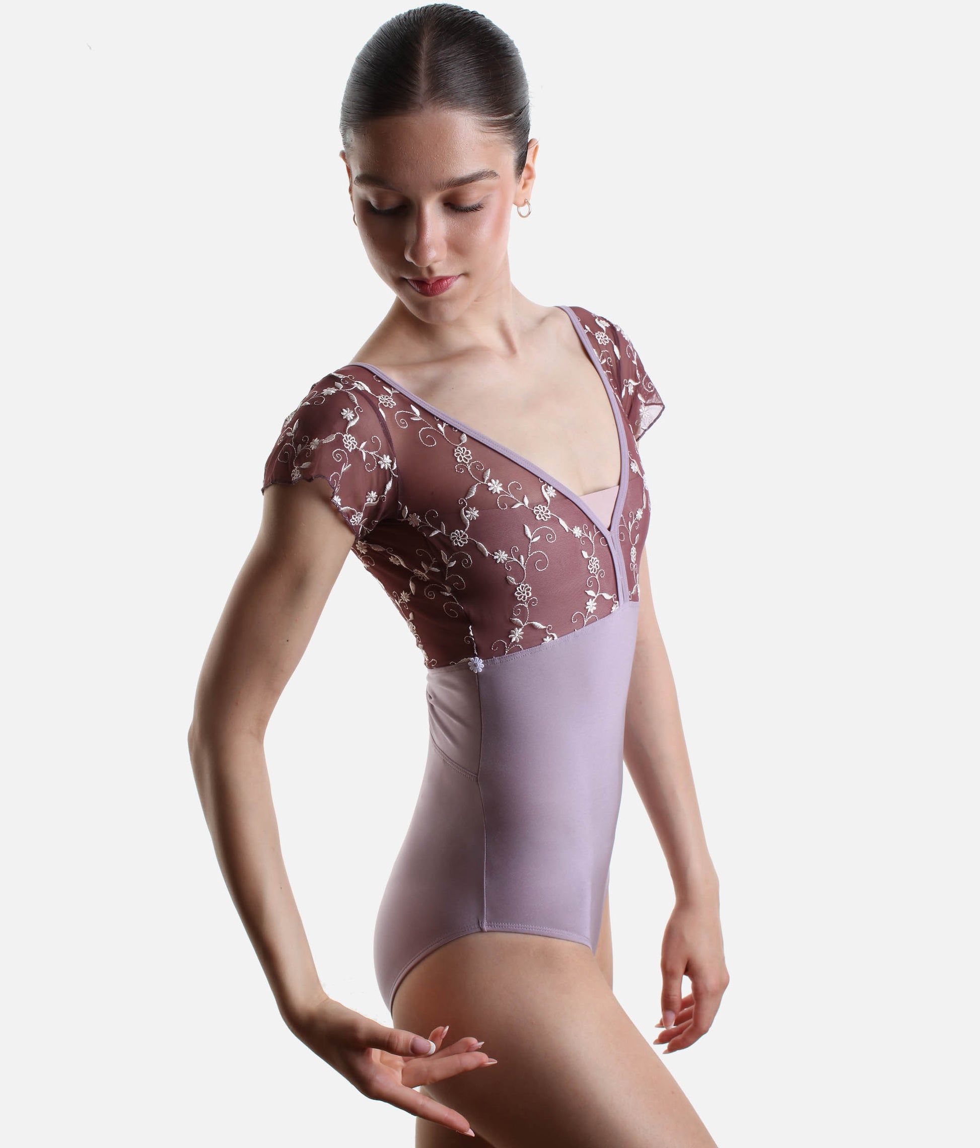 Luxury Embroidered Ballet Leotard, Cap Sleeve - DAFNE GL Charleston