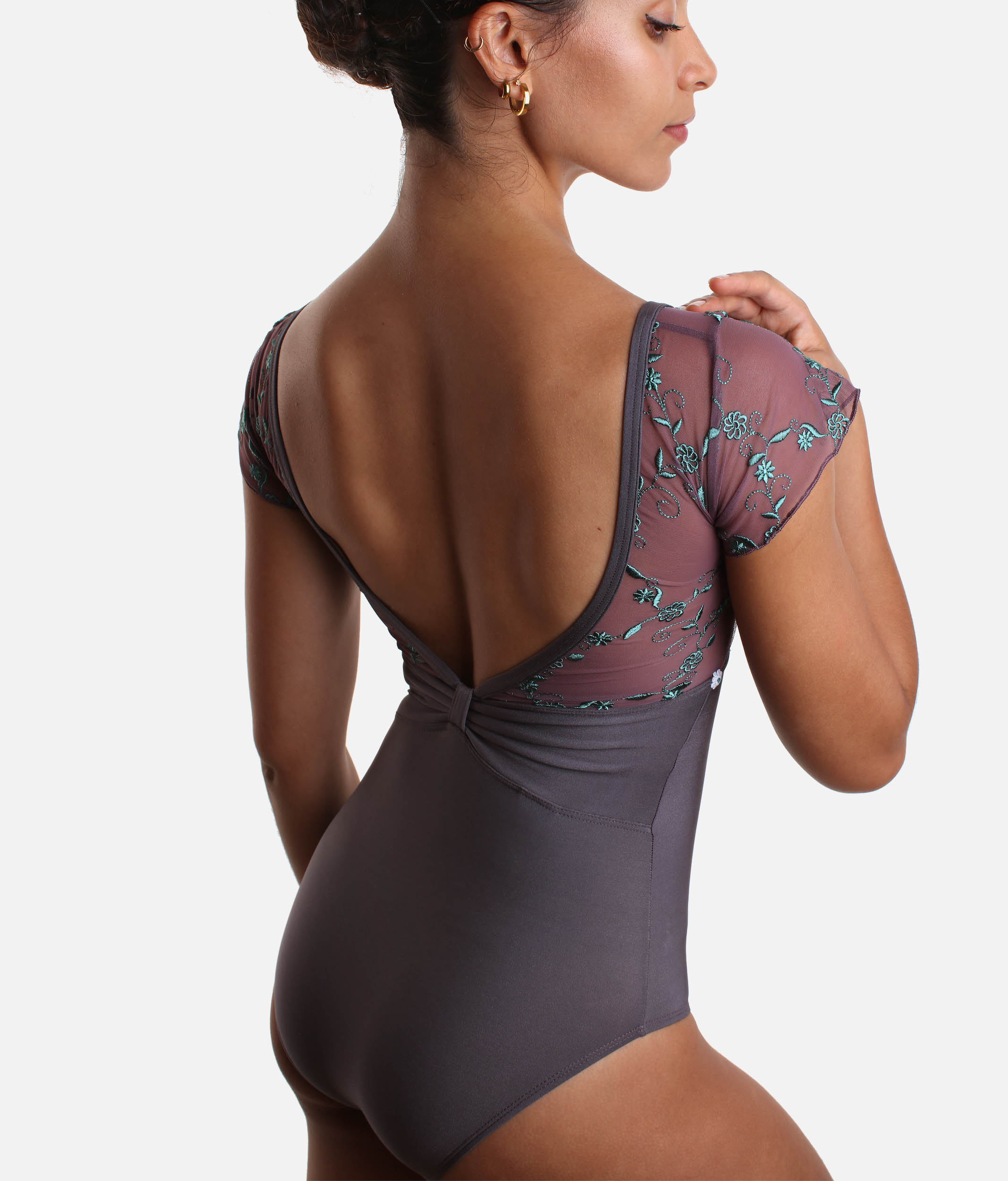 Deep V-Back Dance Leotard with Mesh & Flutter Sleeves - DAFNE GL MAGNETTE