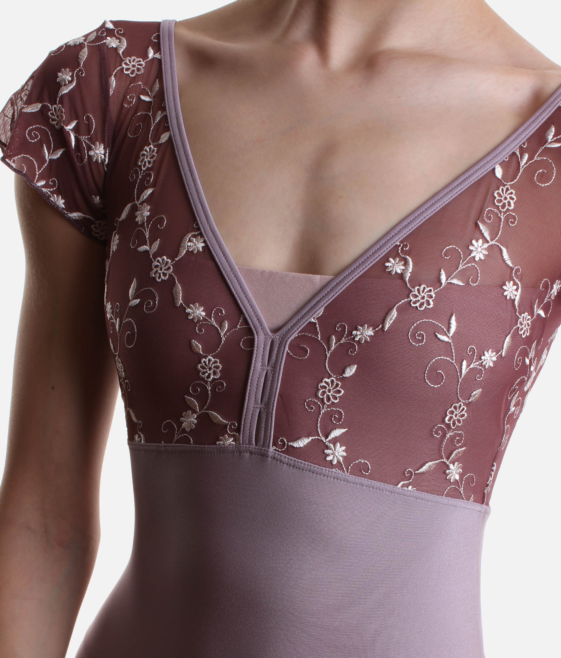Luxury Embroidered Ballet Leotard, Cap Sleeve - DAFNE GL Charleston