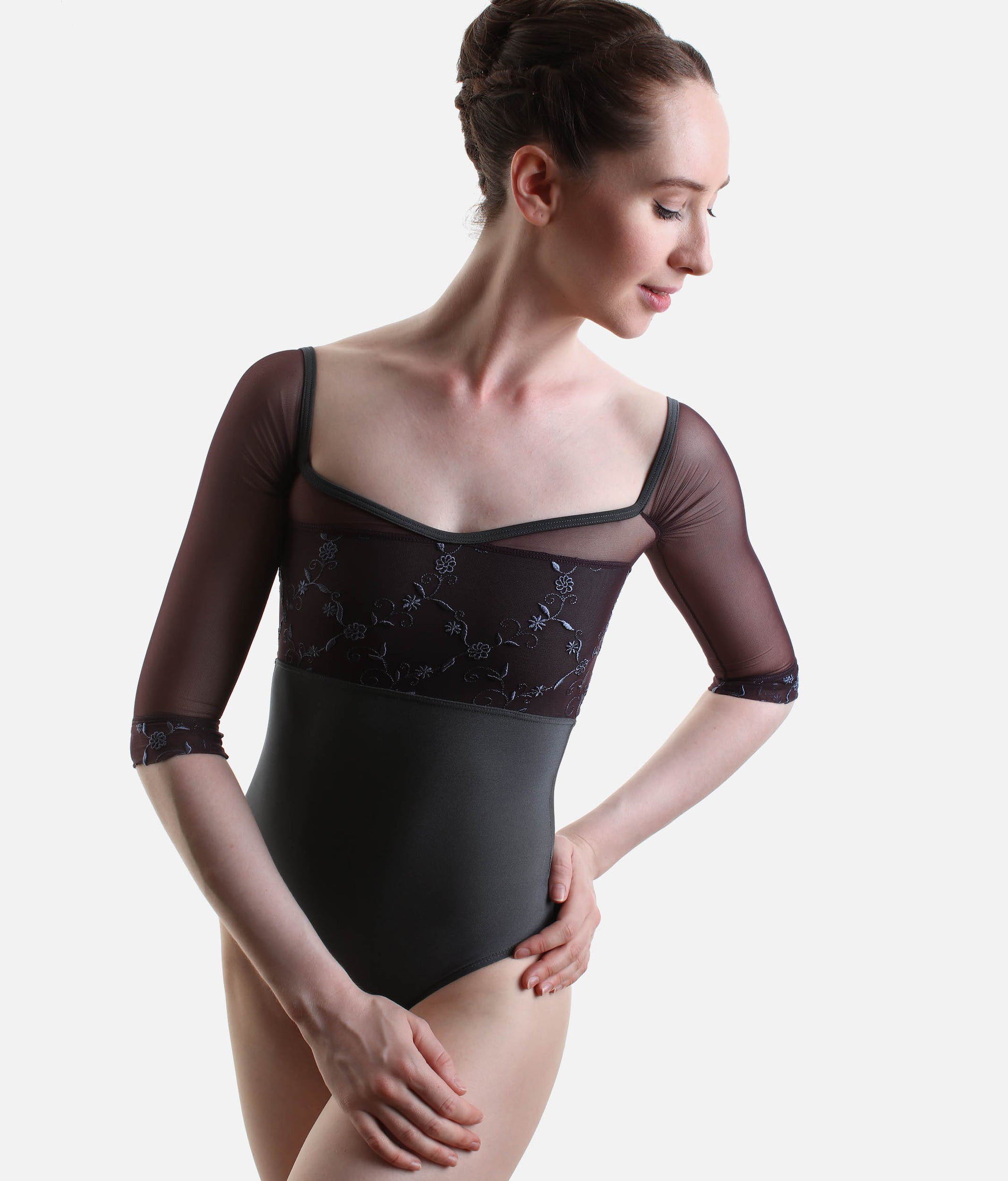 Professional Ballet Leotard with Geometric Neckline - MANIA CL Vesuvio