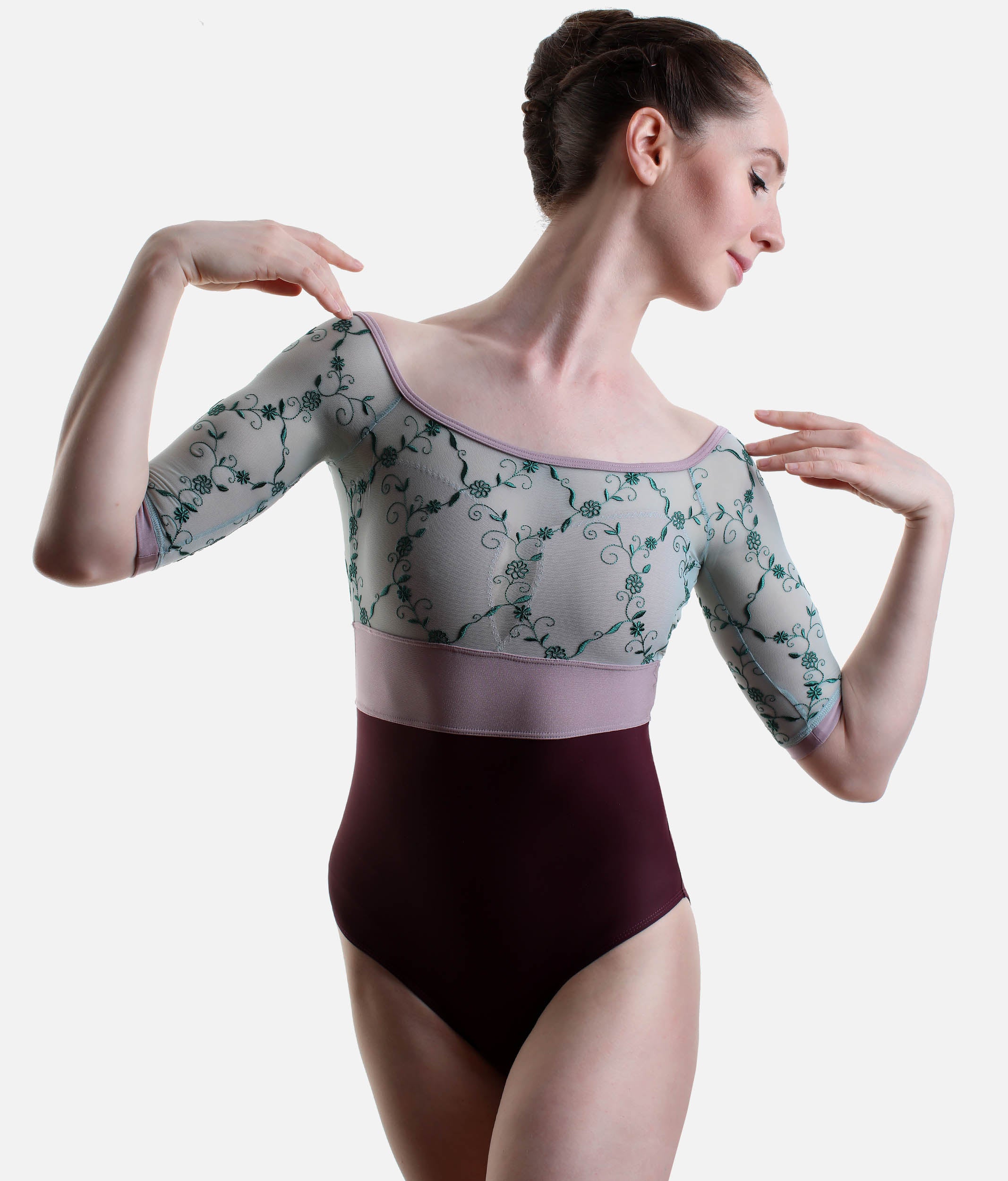 DellaLo Milano Vittoria GL Vigneto Embroidered Ballet Leotard
