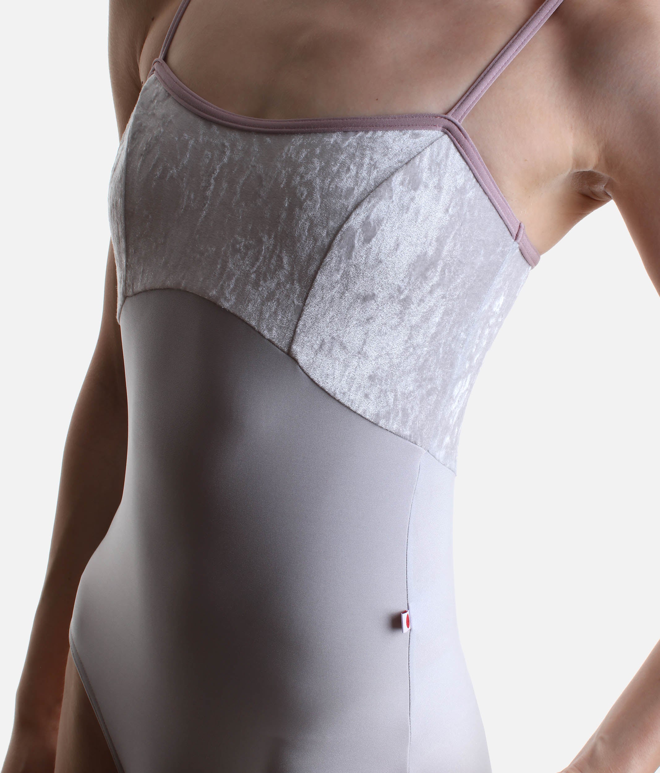 Denise Ballet Leotard in Silver with Classic Camisole Straps