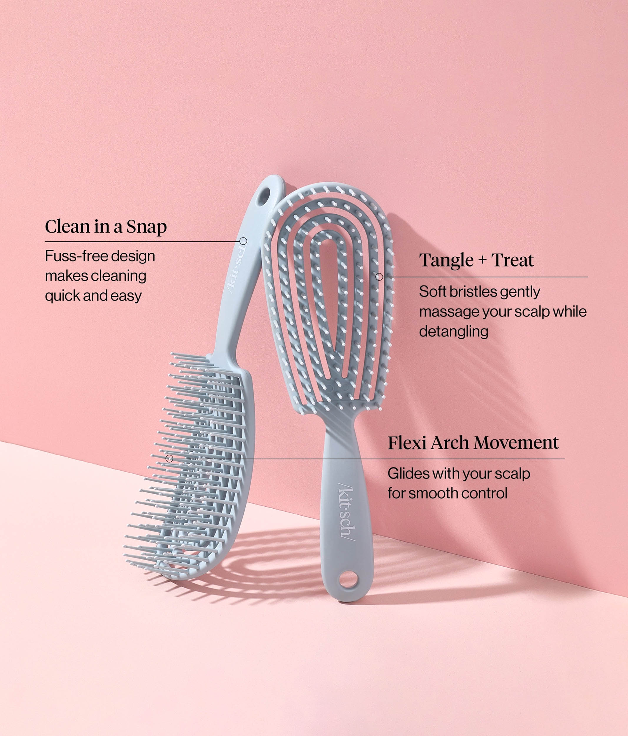 Blue Haze Detangling Flexi Brush, Anti-Pull Hair Brush for Sleek Styling