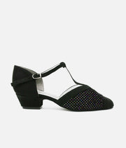 Low Heel Ballroom Dance Shoes, Sparkle Suedette Closed-Toe - EMERALD