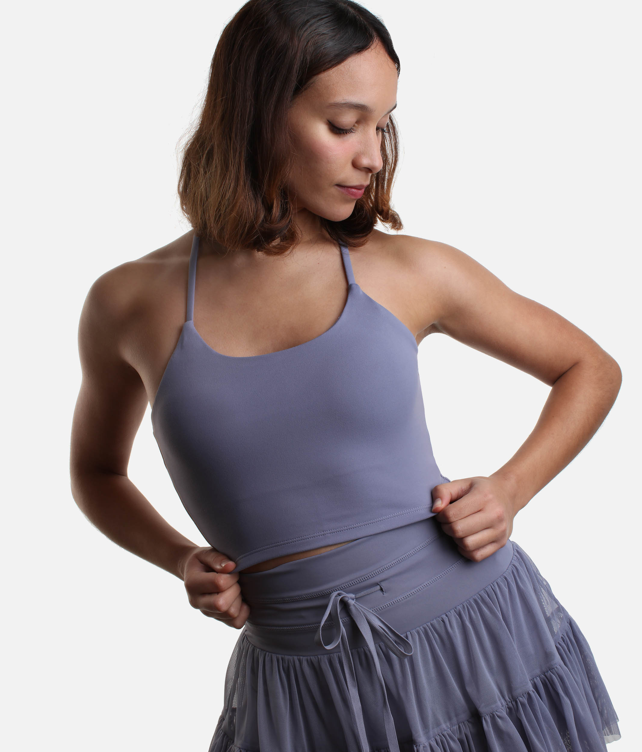 Mist Blue FLEXY Crop Top – Modern Design for Yoga & More