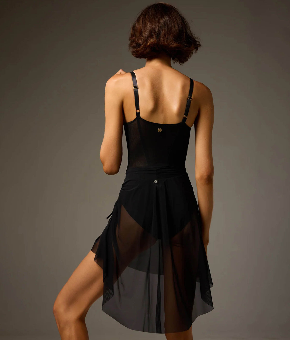 Bodile Gisella Mesh Rehearsal Skirt – High-Low Hem & Ribbon Ruching