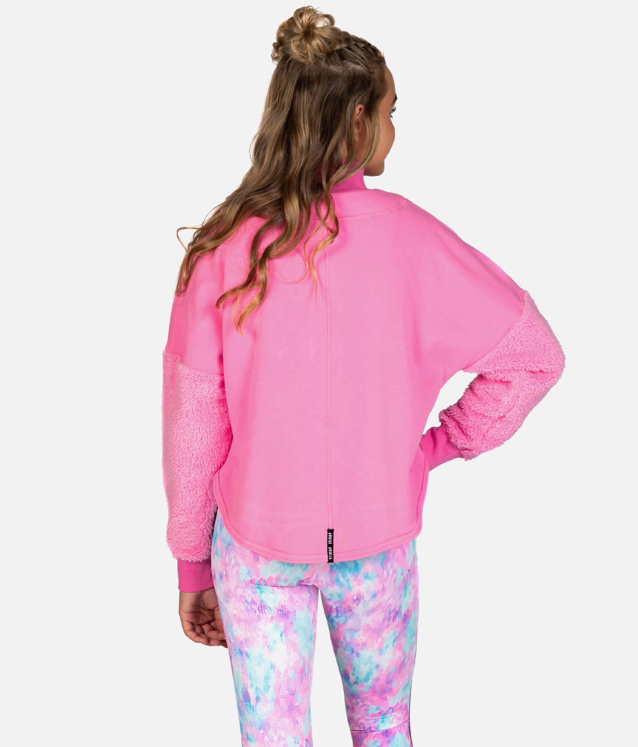 Girls Half -Zip, Warm-up Fleece Sweatshirt - GLOW UP