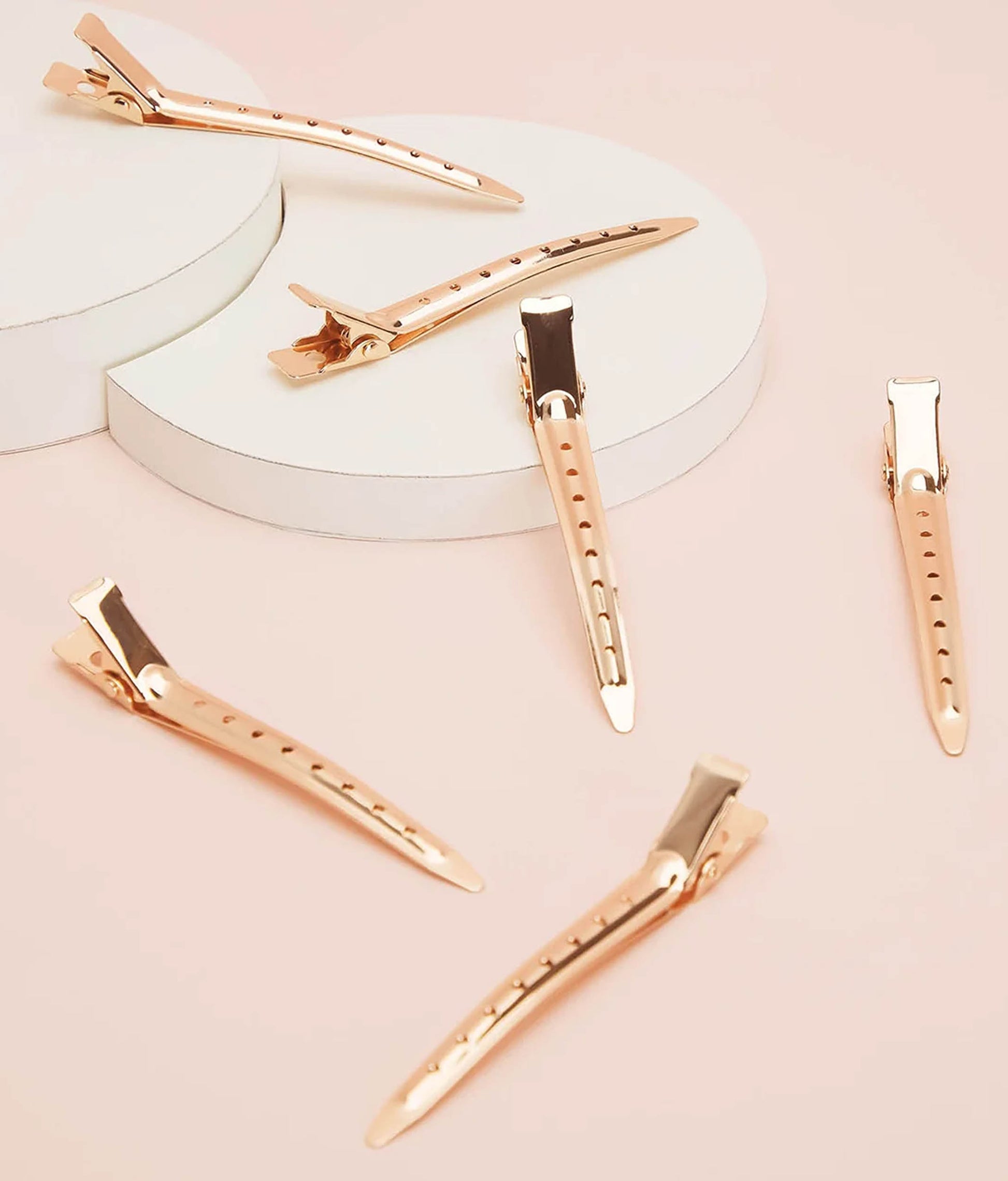 Rose Gold Styling Hair Clips, Crease-Free 6-Piece Sectioning Set
