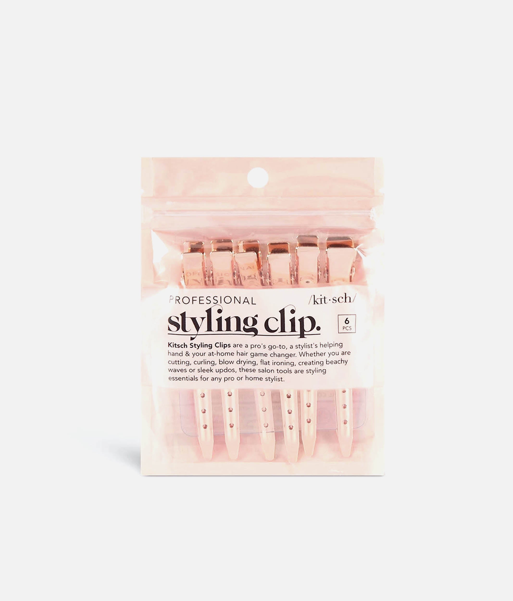 Rose Gold Styling Hair Clips, Crease-Free 6-Piece Sectioning Set