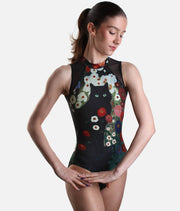 DARVA High Neck Ballet Leotard with Floral Cat Print