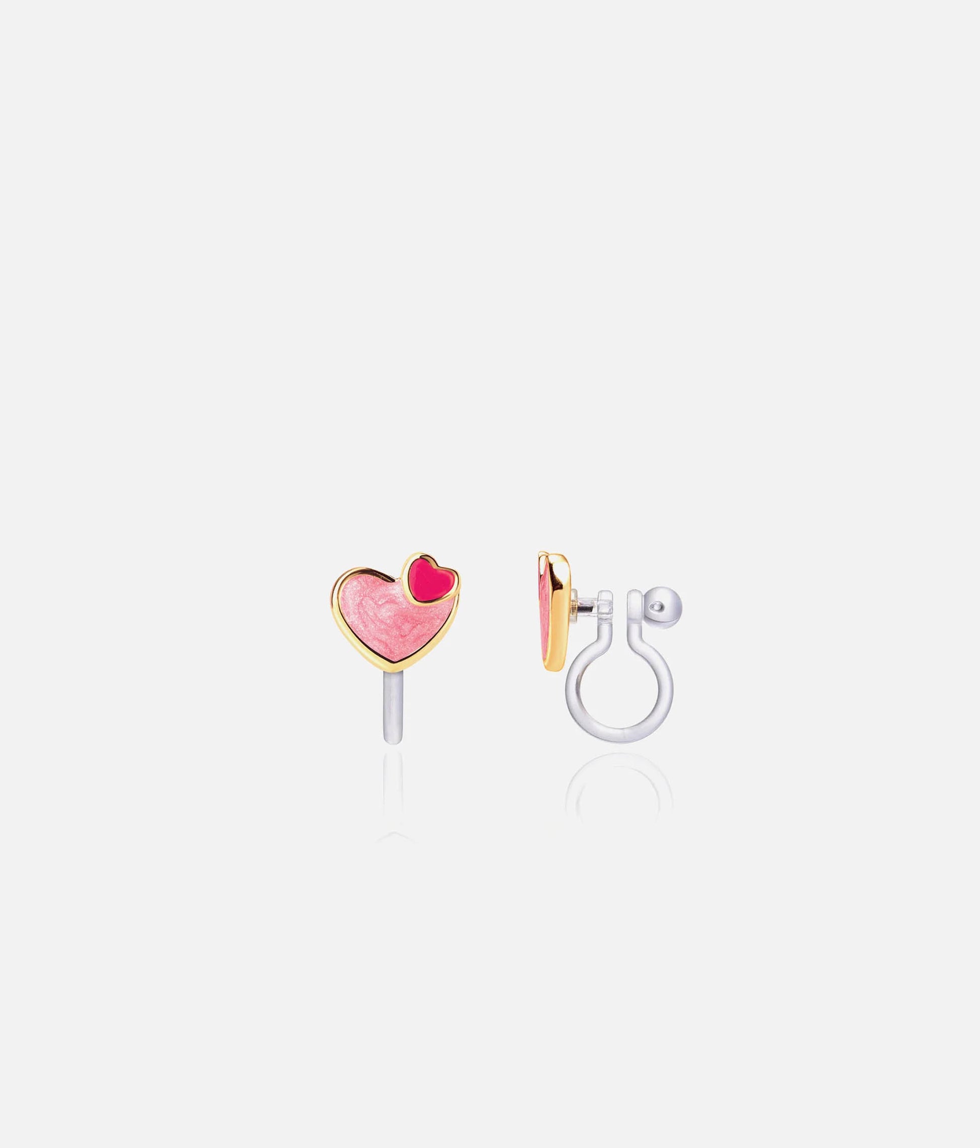 Adorable Hypoallergenic Jewelry for Girls - CLIP ON Cutie Earrings Heart 2 Heart