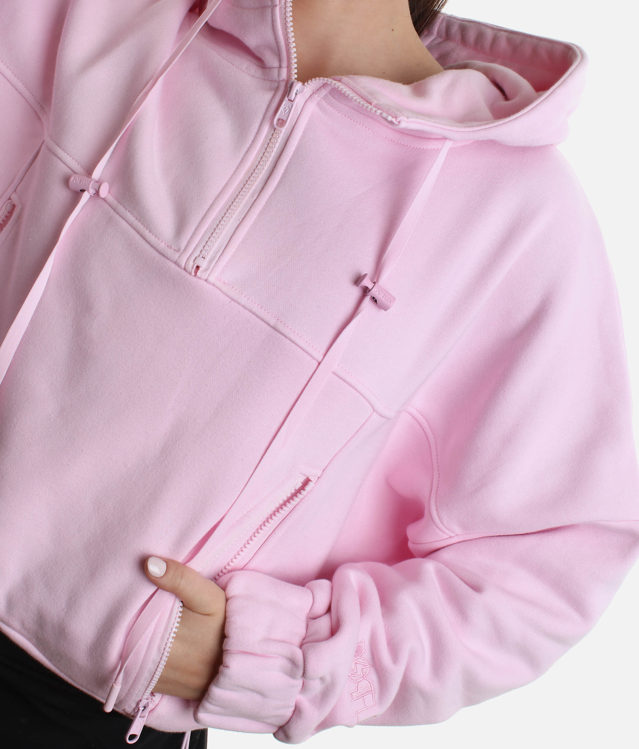 Half Zip Pink Hoodie – Adjustable Bungee Fit & Cloud-Level Comfort