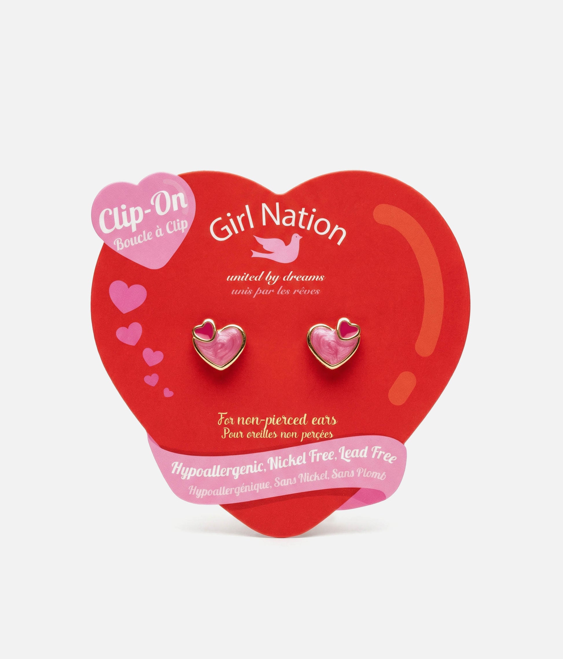 Adorable Hypoallergenic Jewelry for Girls - CLIP ON Cutie Earrings Heart 2 Heart