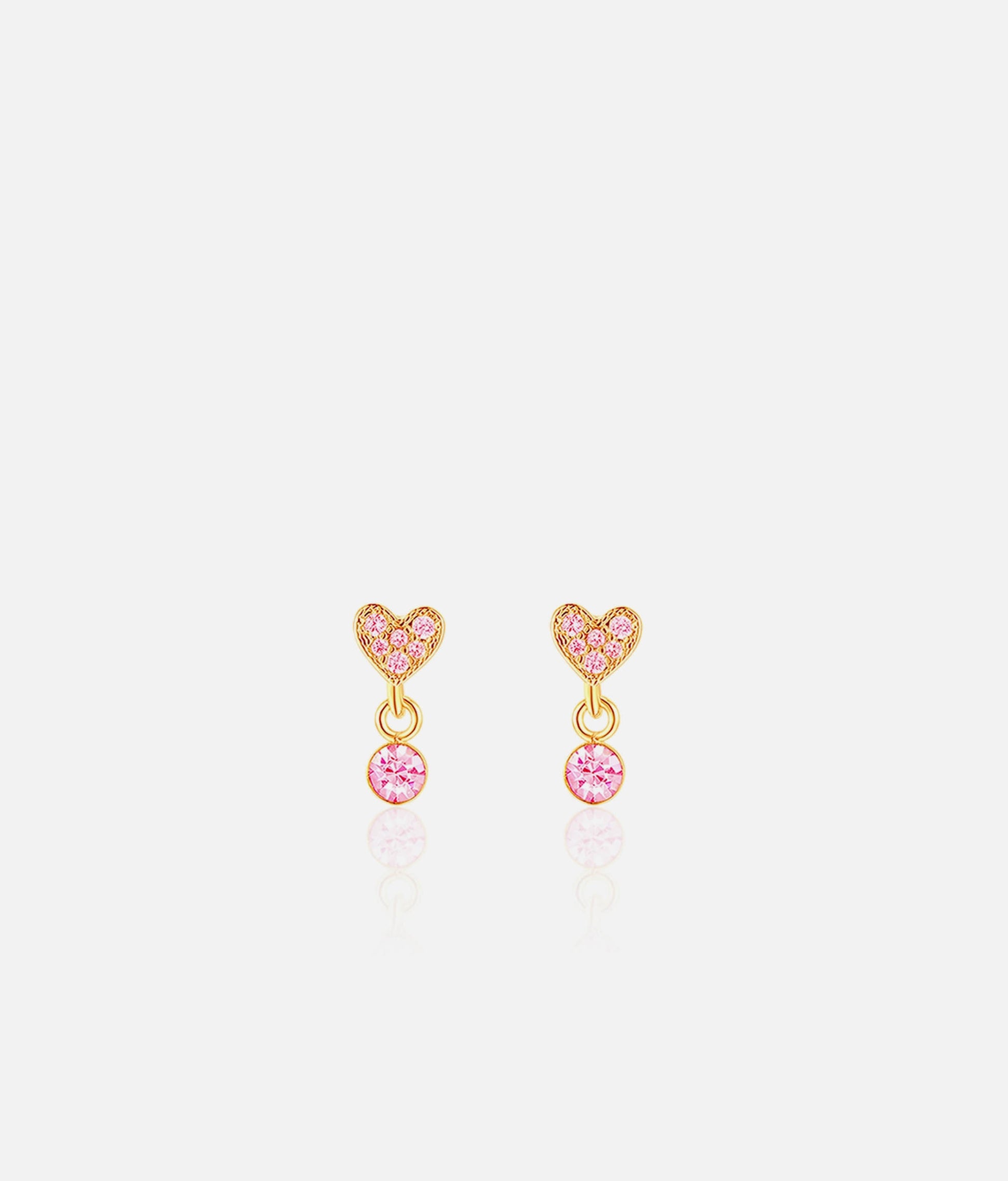Little Luxe Drop Earrings, Little Heart with Pink Cubic Zirconia