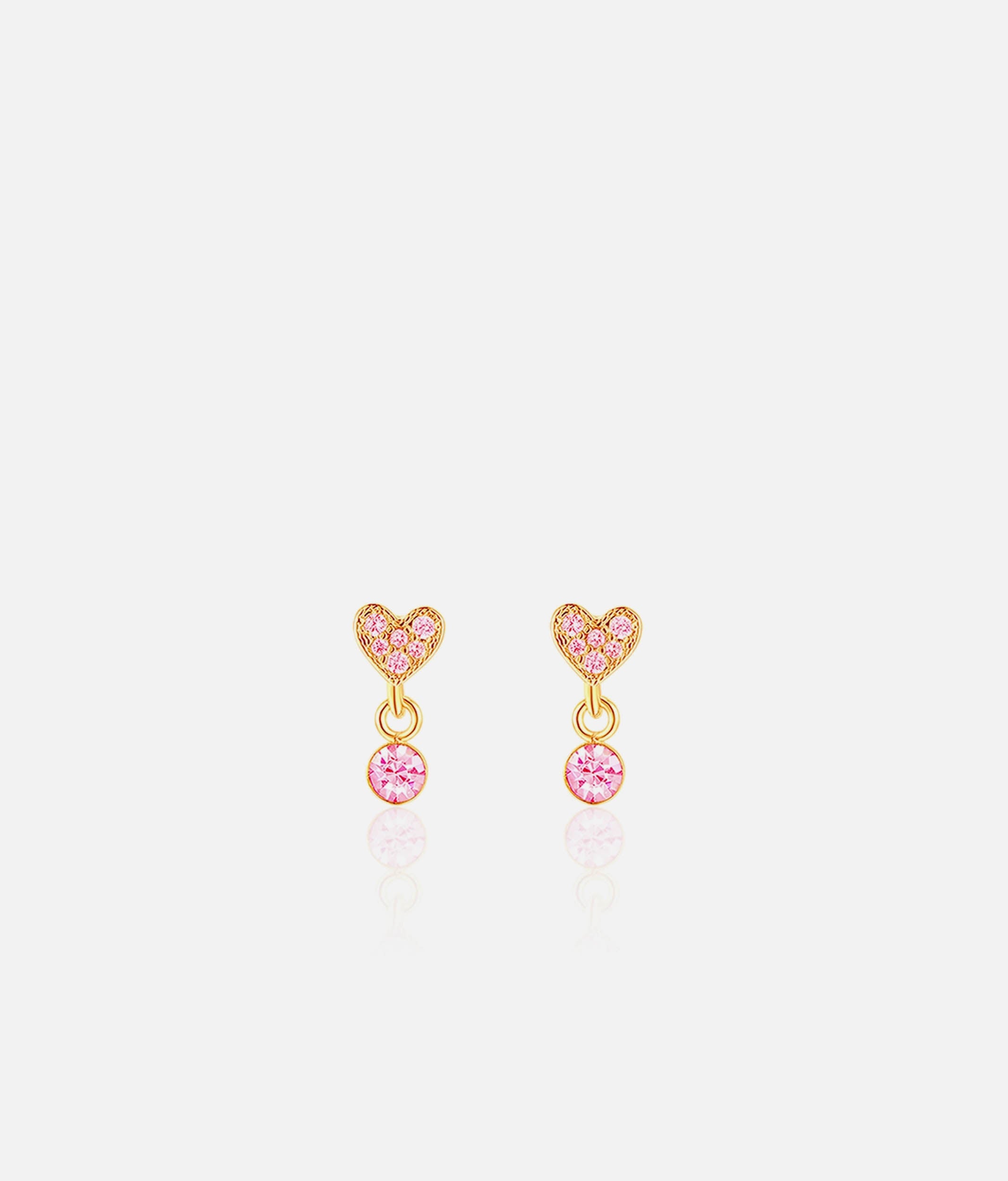 Little Luxe Drop Earrings, Little Heart with Pink Cubic Zirconia