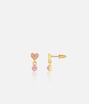Little Luxe Drop Earrings, Little Heart with Pink Cubic Zirconia