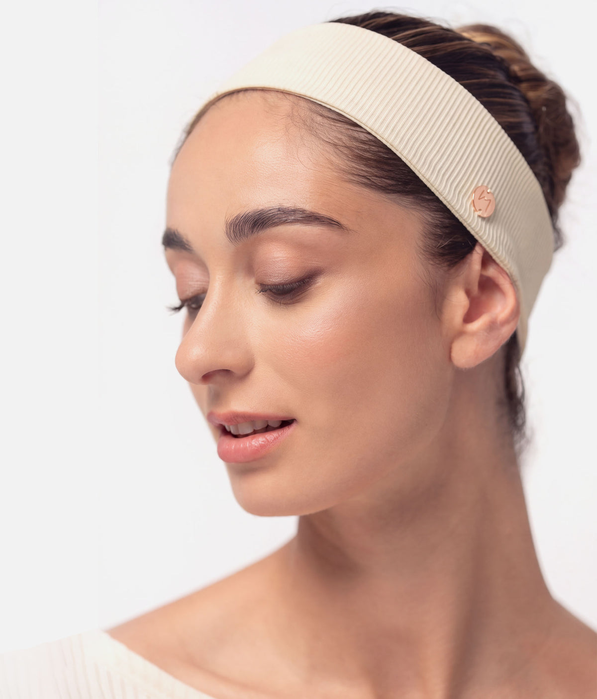 Mara Dancewear Ribbed Ballet Headband – Soft Pink & Light Cream