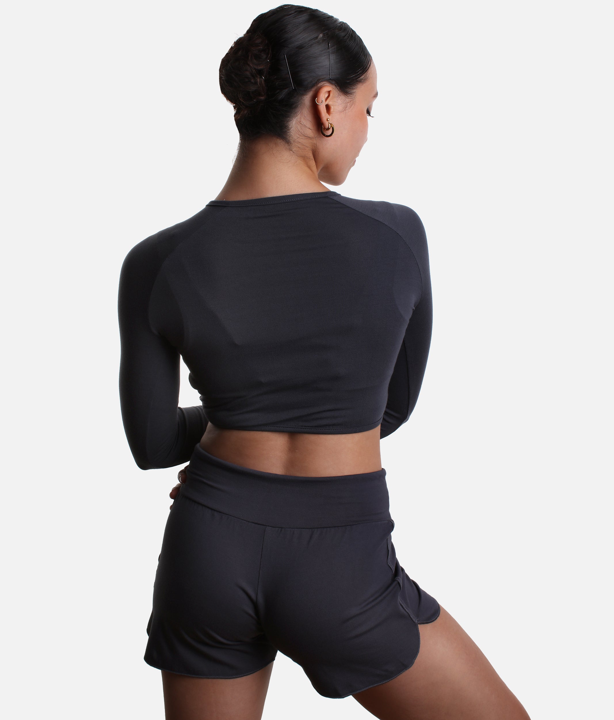 Bamboo Ruched Cropped Ballet Warm-Up Top - ICHIKA