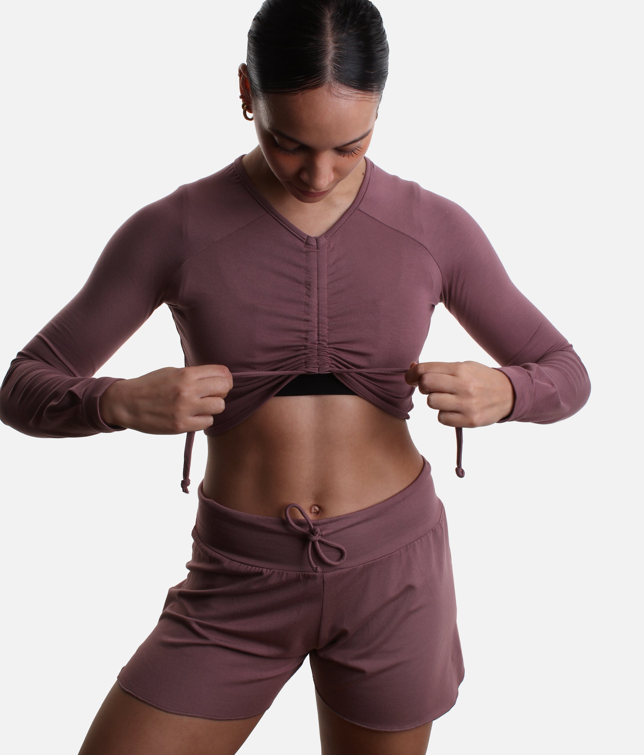 Bamboo Ruched Cropped Ballet Warm-Up Top - ICHIKA