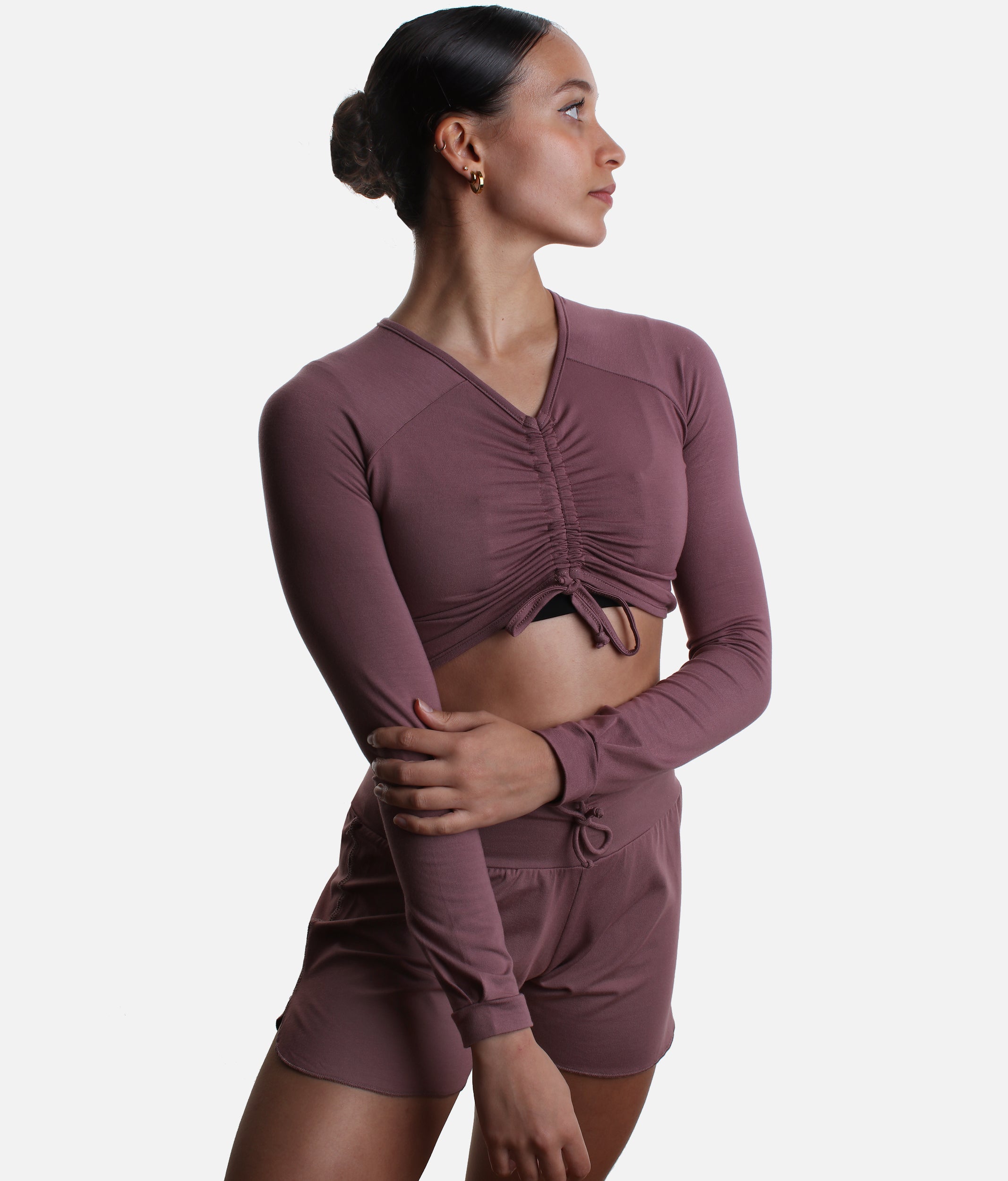 Bamboo Ruched Cropped Ballet Warm-Up Top - ICHIKA