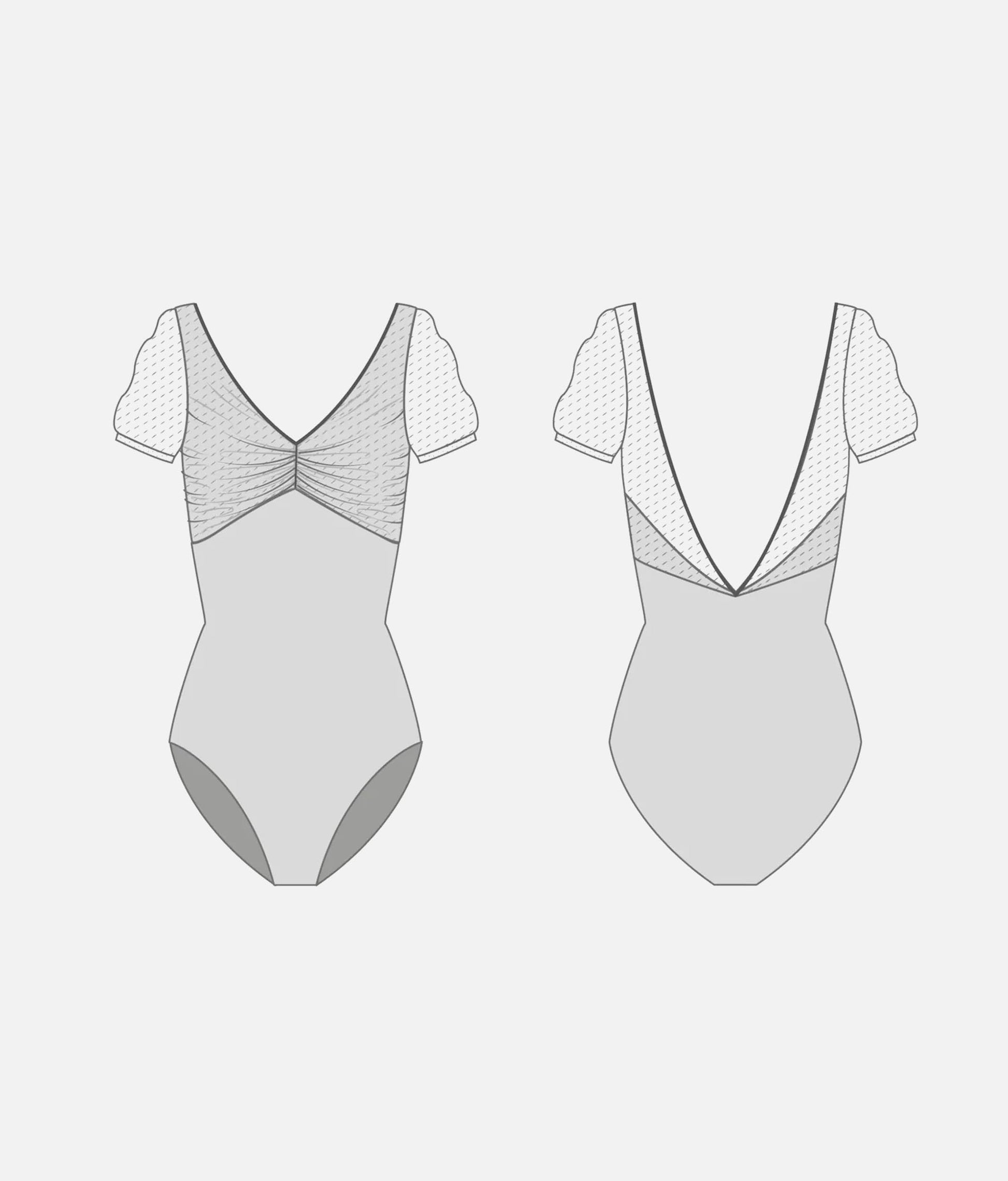 Ruched V-Neckline Ballet Leotard, Golden Label Collection - ILIZIA GL Vigneto