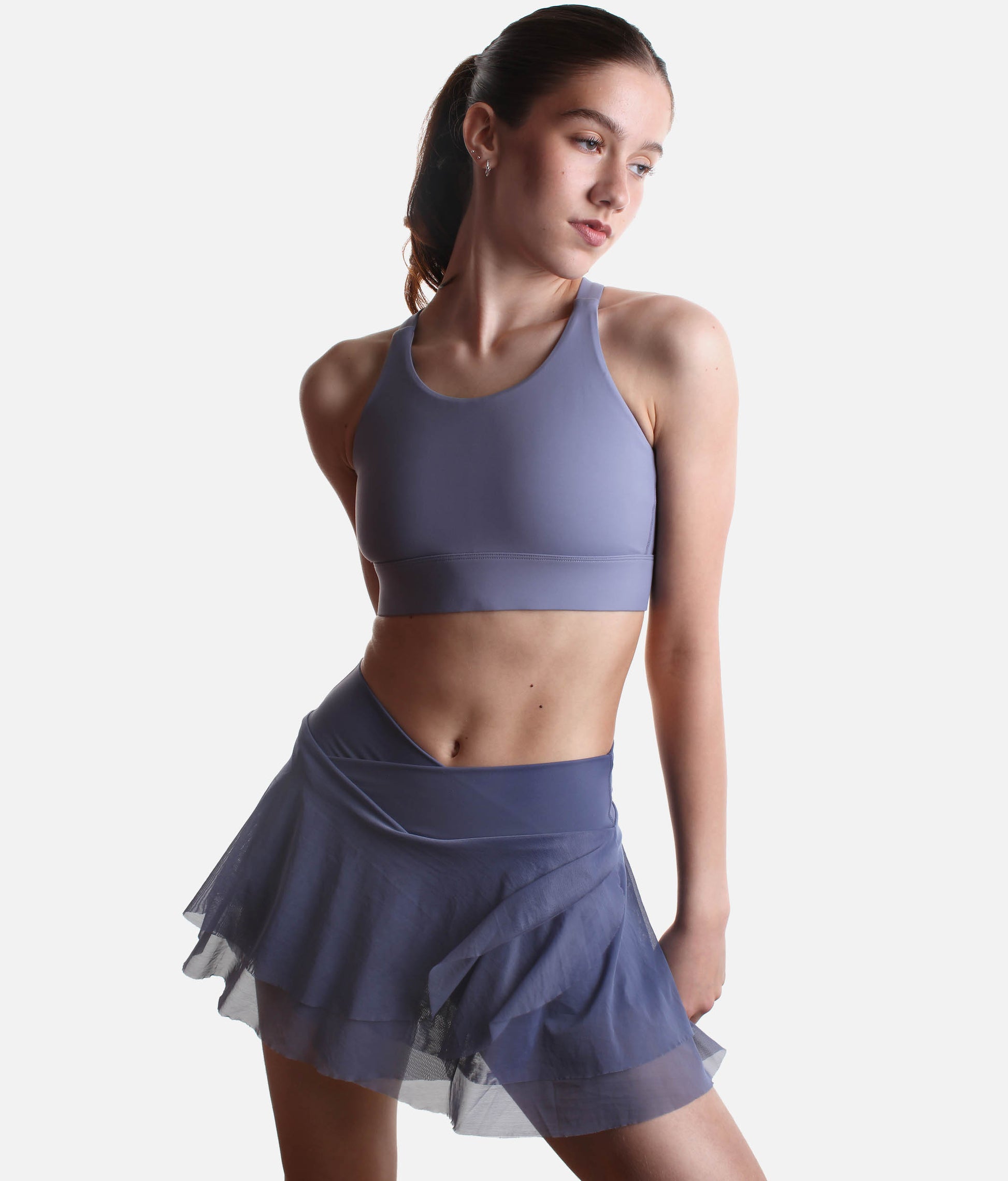 Flowy High-Waisted Skirt with Crisscross Hourglass Waistband - JULIET SKORT