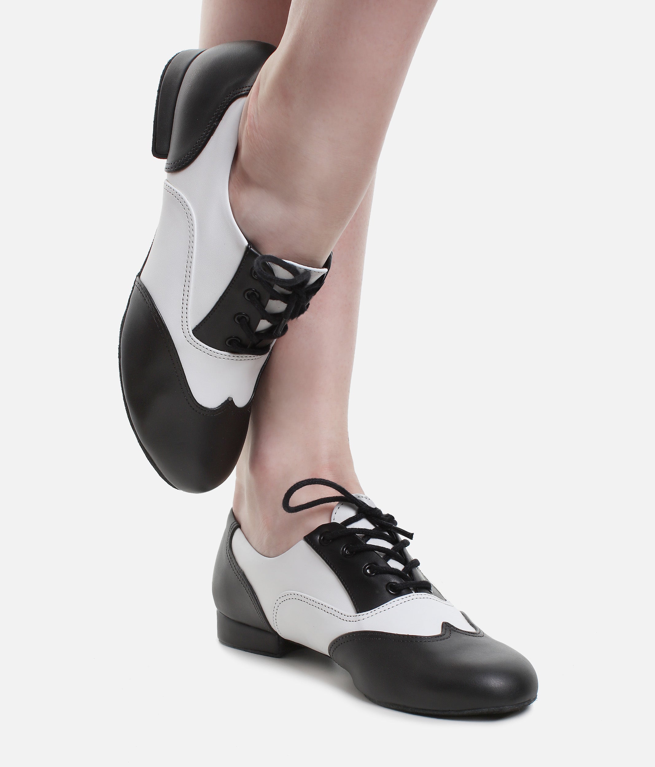 JZ97 - Classic Oxford Ballroom Practice Shoes, Black & White Lace-Up