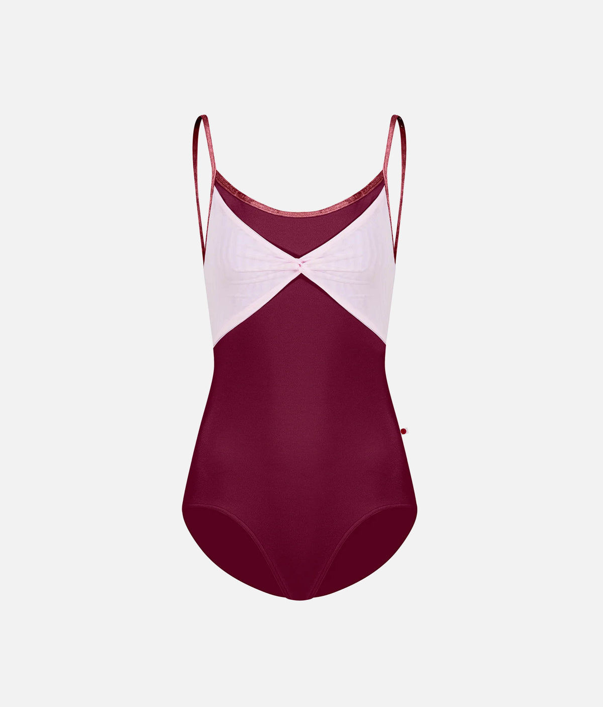 YUMIKO Kathy – Burgundy Camisole Ballet Leotard with Rose Mesh