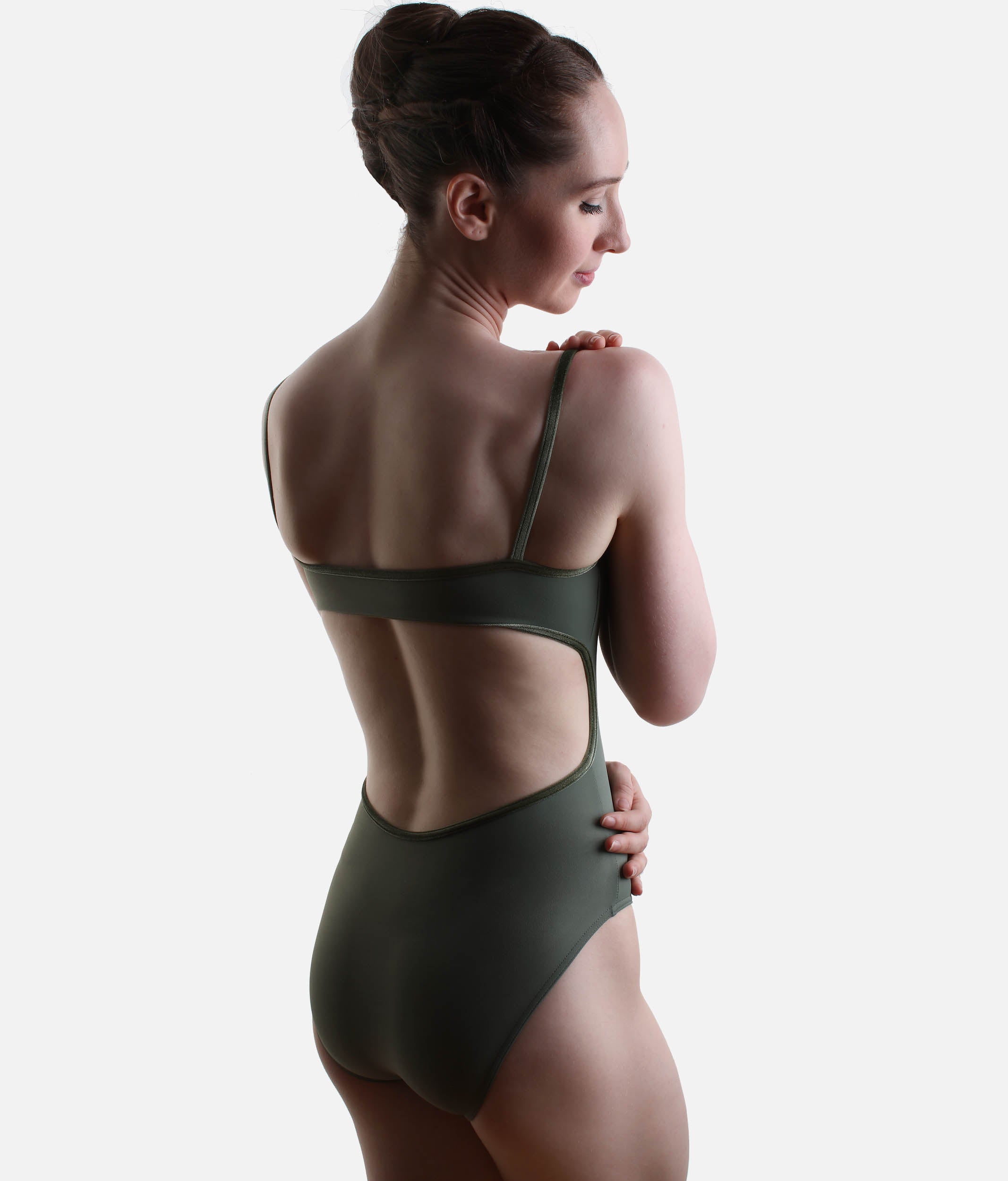 Kiki Ballet Leotard in Sage with Elegant Camisole Neckline