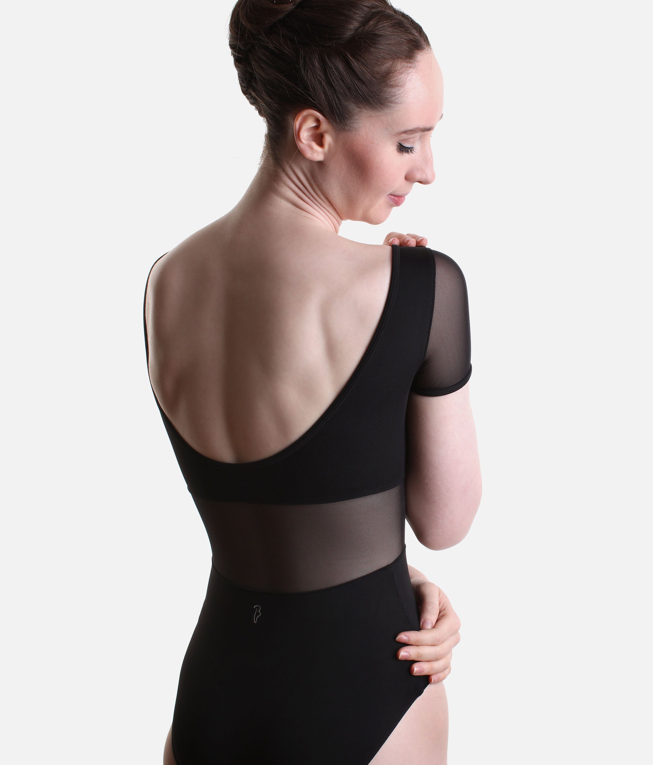 Mia Scoop Back Leotard, Mesh Cap Sleeves - L20011B