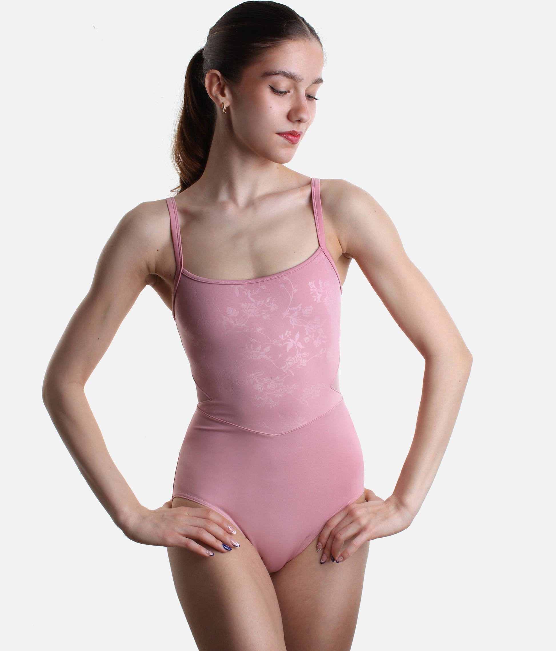 ANNA Camisole Leotard, Floral Design with Breathable Mesh Back - L50008