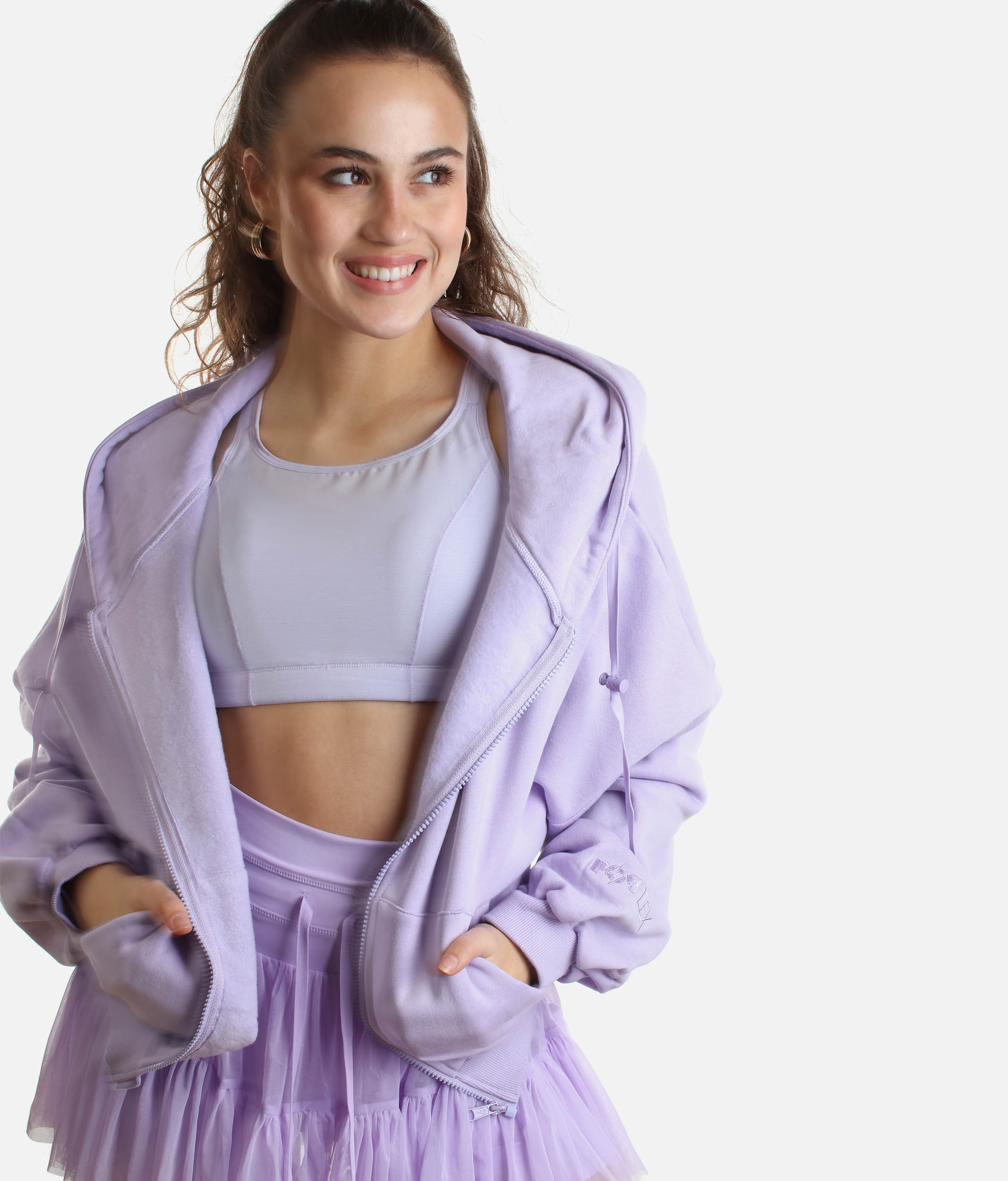 Dreamy Lavender ZIP CLOUD HOODIE - Dramatic Blousey Sleeves