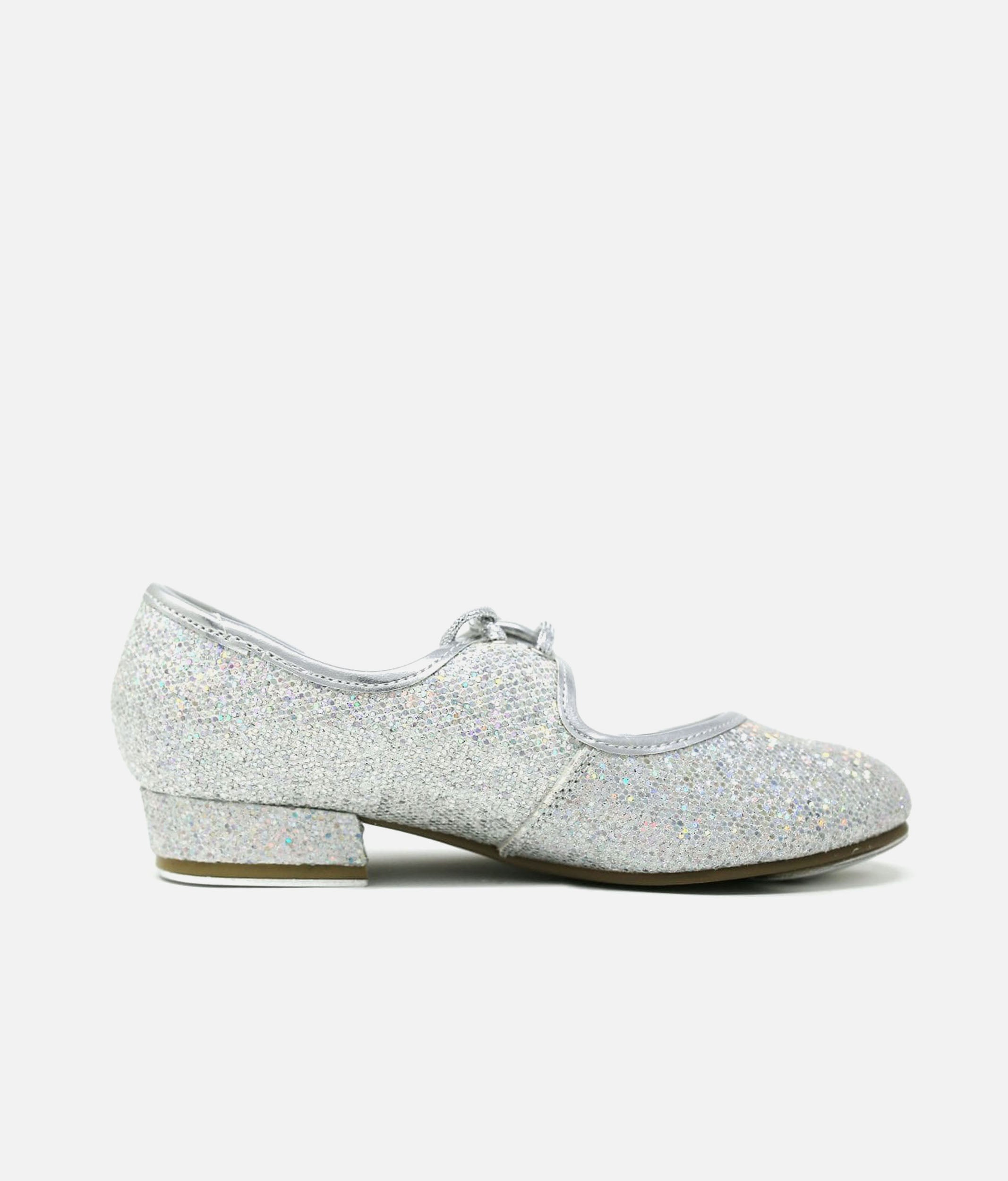 Girls Glitter Tap Shoes, Comfortable Lace-Up Vegan Dance Shoes - LHPH