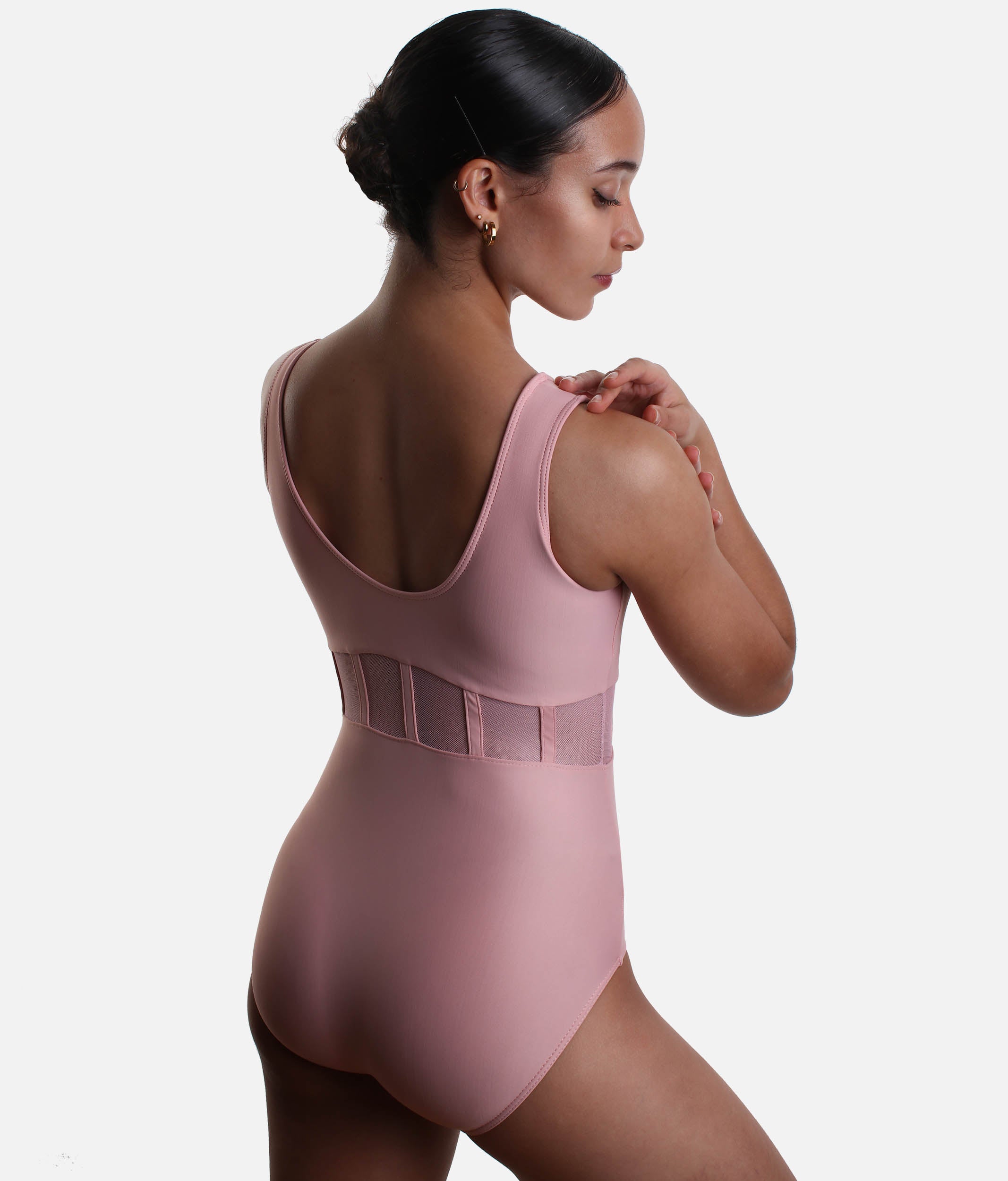 Premium Mesh Detail Dance Leotard, Sleeveless Compression Fit - LS47