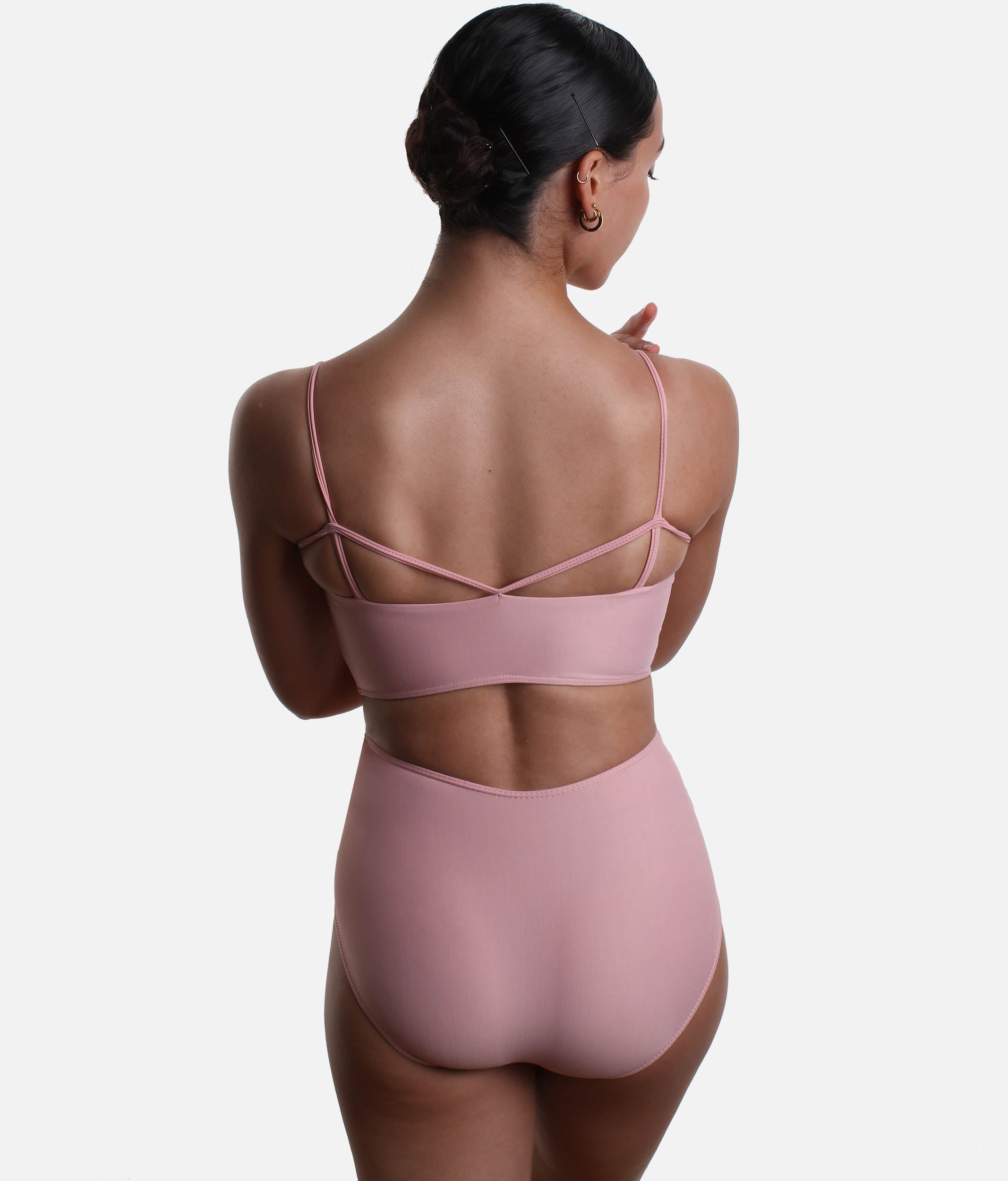 Professional High-Waist Cutout Leotard with Strappy Back - LS49