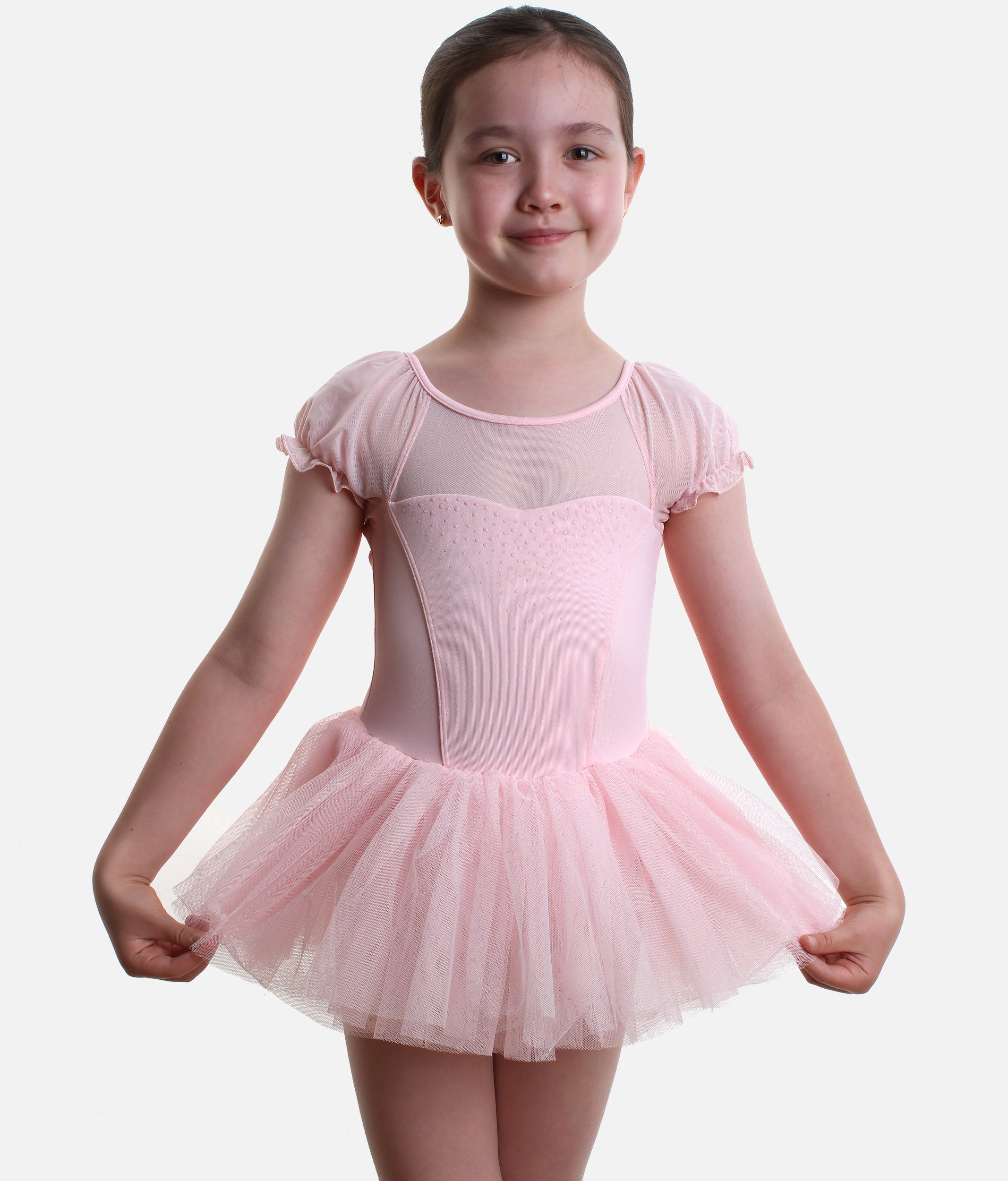 Short Sleeve Printed Tutu Dress for Tiny Dancers - M20007C